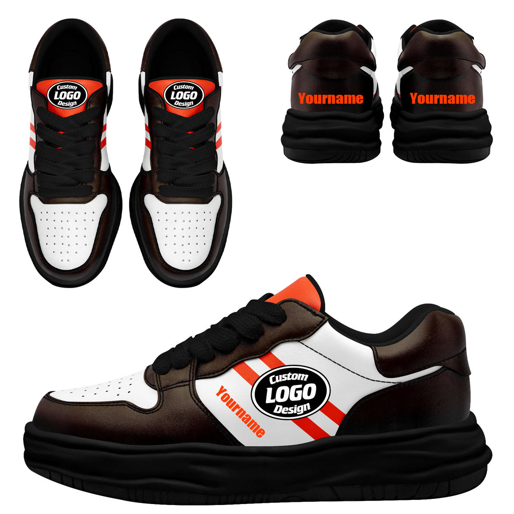 Custom Brown Orange Cleveland Shoes Personalized Sneaker FN032-D020389-8