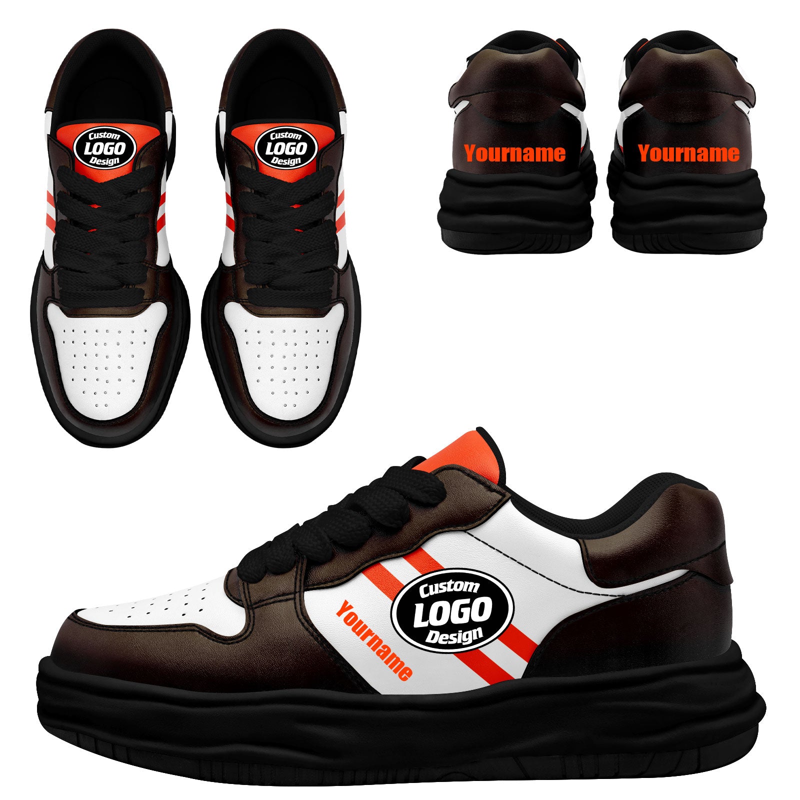 Custom Brown Orange Cleveland Shoes Personalized Sneaker FN032-D020389-8