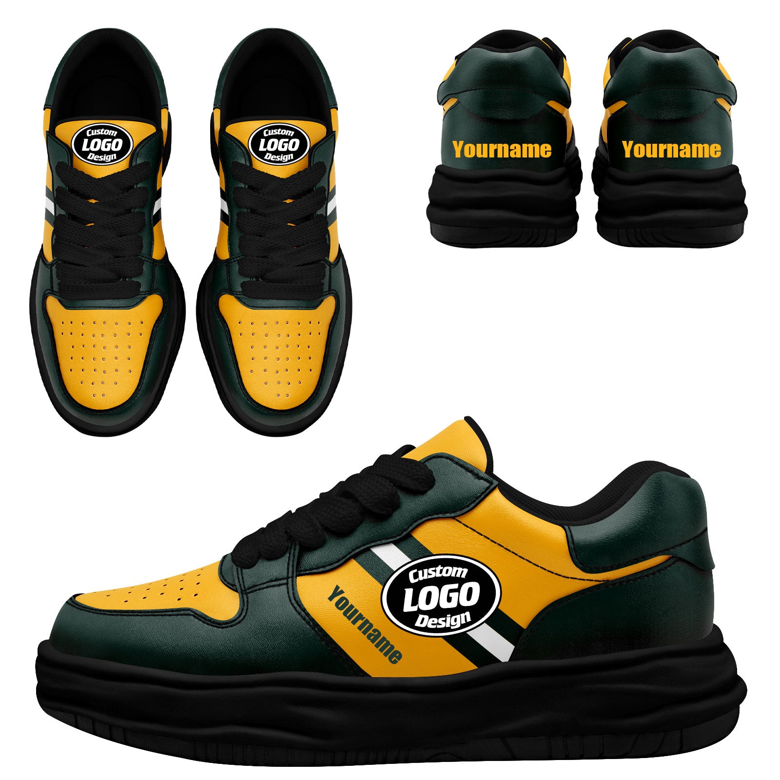 Custom Green Yellow Green Bay Shoes Personalized Sneaker FN032-D020389-13