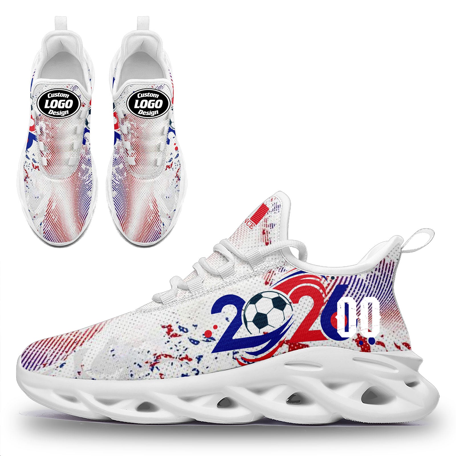 Custom France 2026 World Cup Sneakers DIY Country Flag Running Shoes Lightweight Sport Shoes Gift for Football Fans Personalized Team Name and Logo FN003-F025037-2