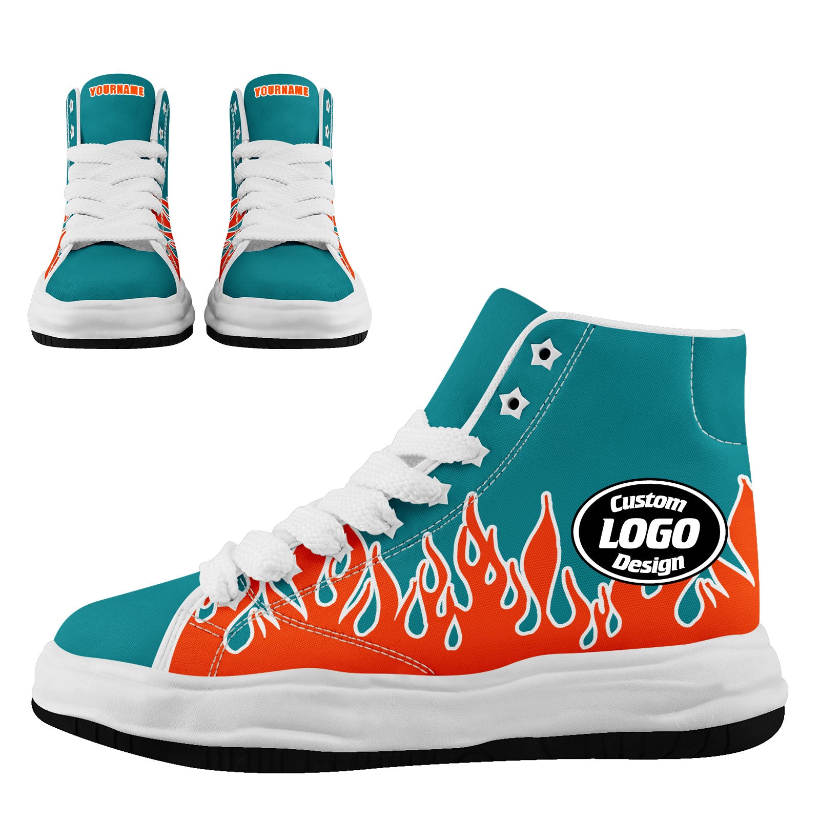 Custom Green Orange Miami Football Jersey and Firesoul Sports Shoes Combo Offer Personalized Combo ZH-D020273-24