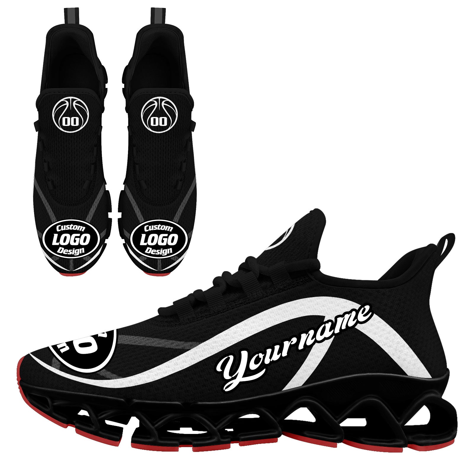 Custom Black White Maxsoul Shoes Personalized Sneaker FN003XD-D020391-15