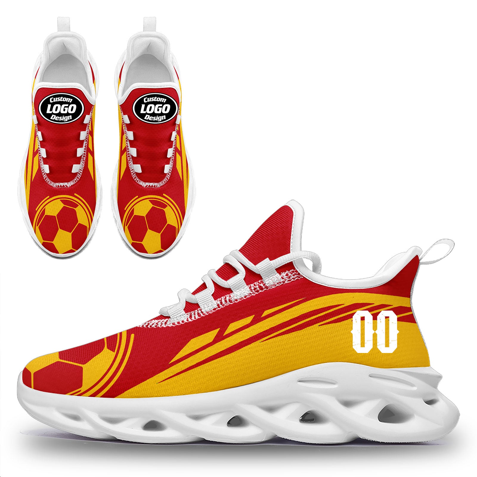 Custom Spain 2026 World Cup Sneakers DIY Country Flag Running Shoes Lightweight Sport Shoes Gift for Football Fans Personalized Team Name and Logo FN003-F025036-6