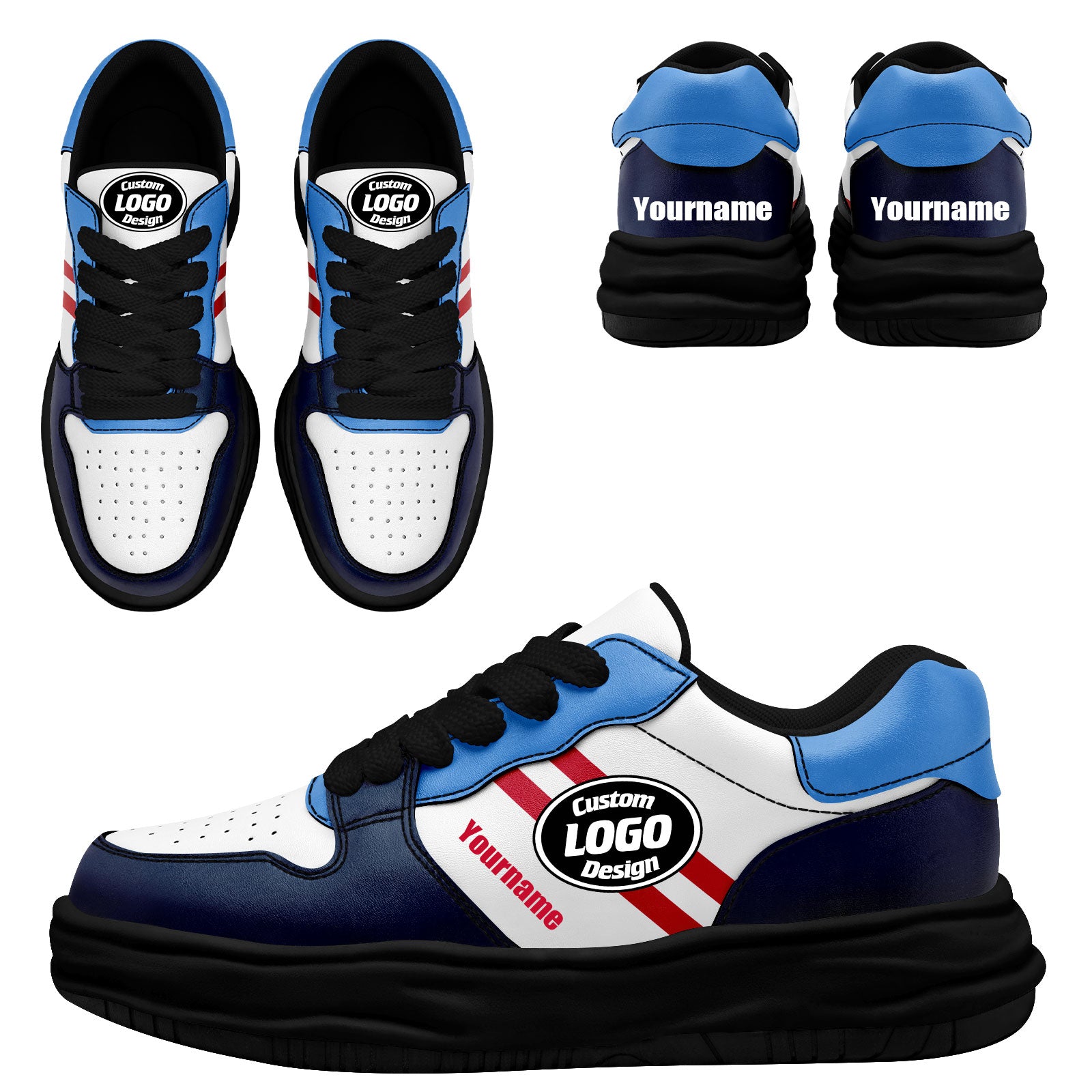 Custom Blue White Tennessee Shoes Personalized Sneaker FN032-D020389-32