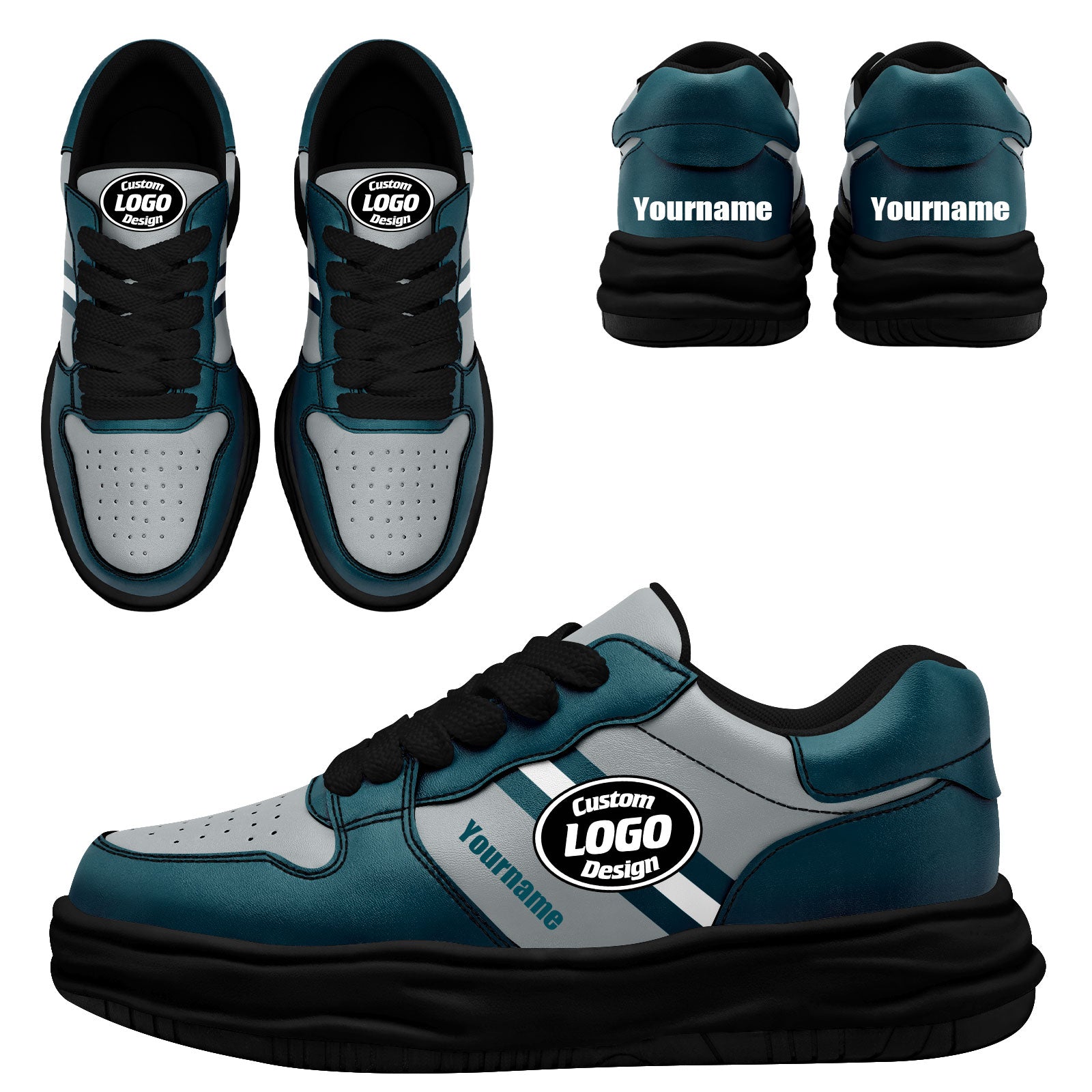 Custom Green Gray Philadelphia Shoes Personalized Sneaker FN032-D020389-23