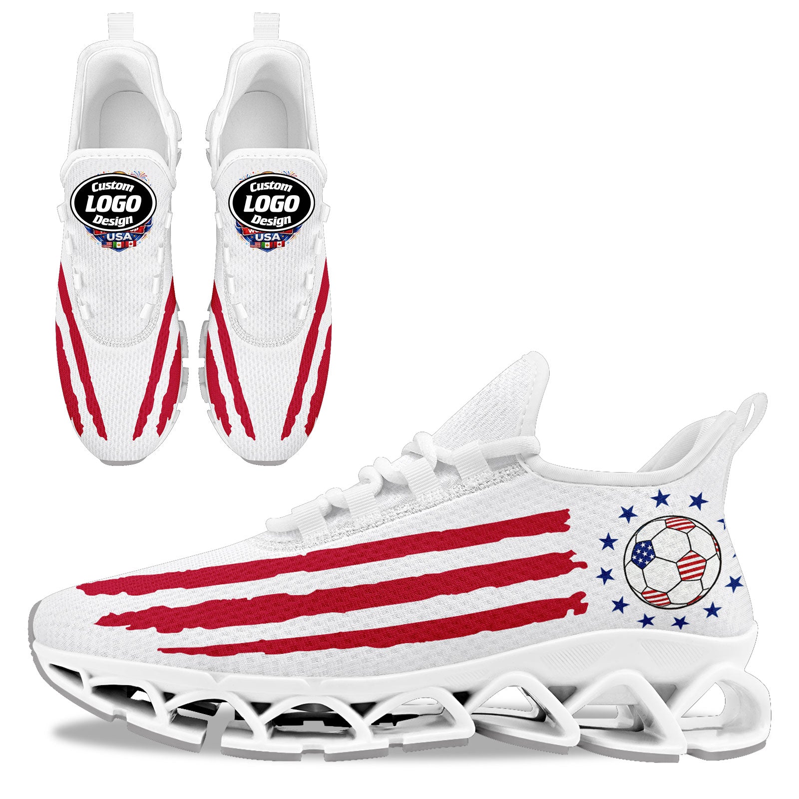 Custom United States 2026 World Cup Sneakers DIY Country Flag Running Shoes Lightweight Sport Shoes Gift for Football Fans Personalized Team Name and Logo FN003XD-F028038-2