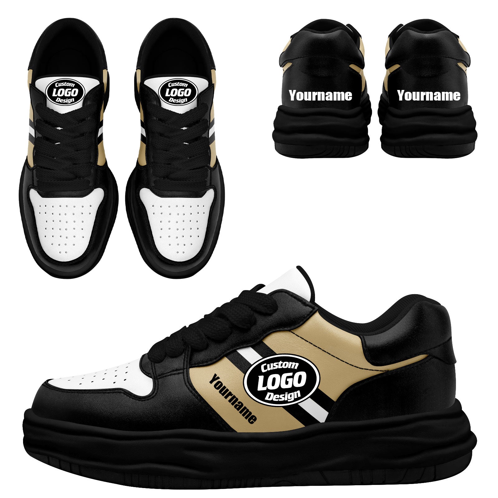 Custom Black Gold New Orleans Shoes Personalized Sneaker FN032-D020389-19