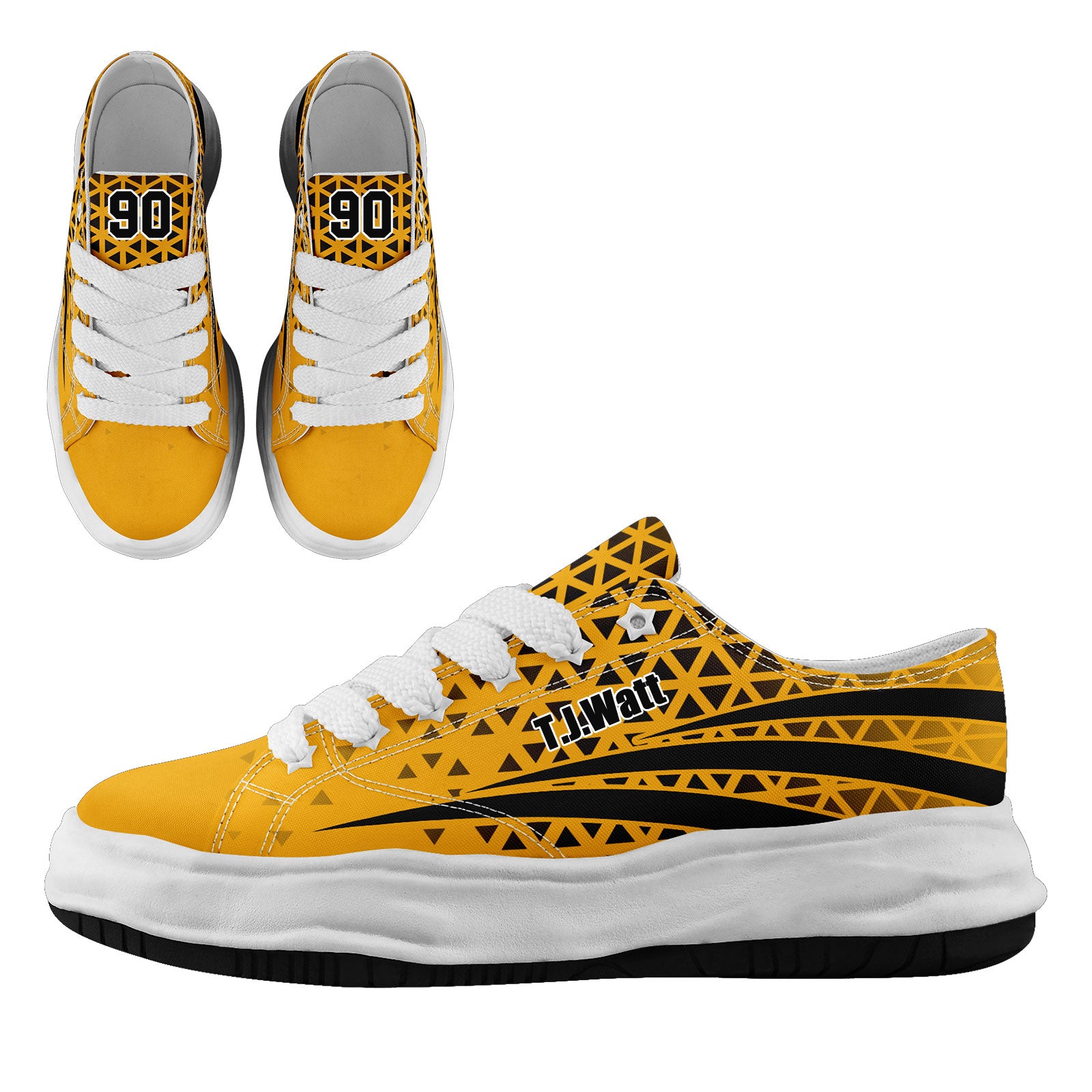 Custom Yellow Black Pennsylvania Football Jersey and Sports Shoes Combo Offer Personalized Combo ZH-D023031-30