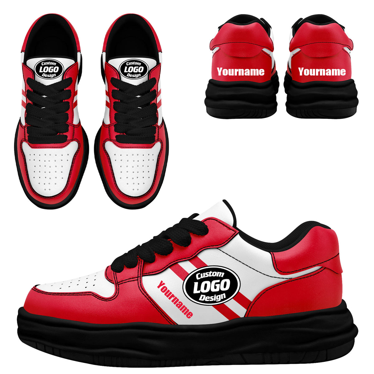 Custom Red White Kansas City Shoes Personalized Sneaker FN032-D020389-18
