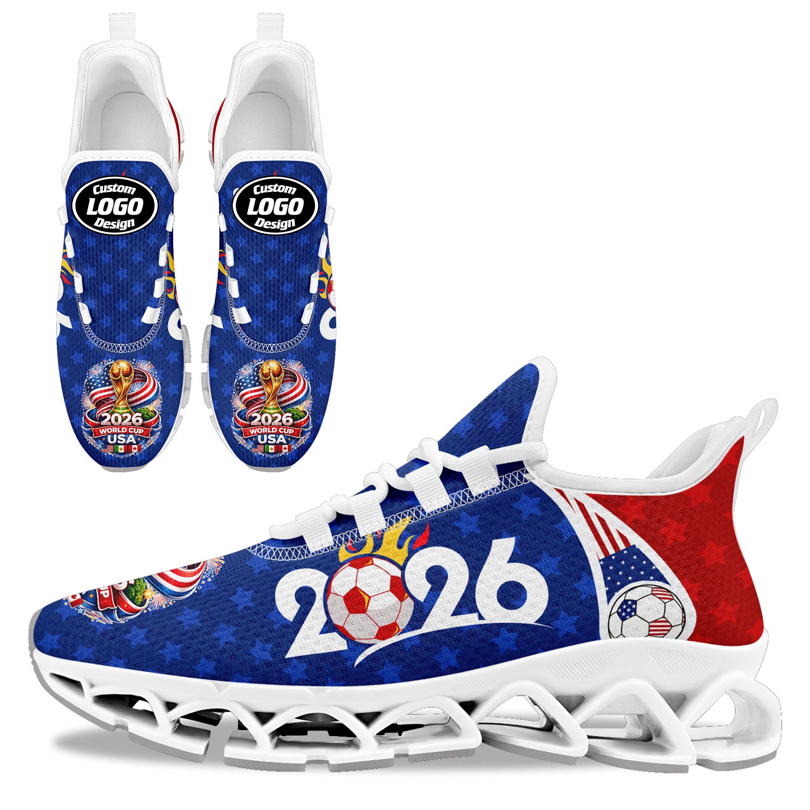 Custom United States 2026 World Cup Sneakers DIY Country Flag Running Shoes Lightweight Sport Shoes Gift for Football Fans Personalized Team Name and Logo FN003XD-F028038-5