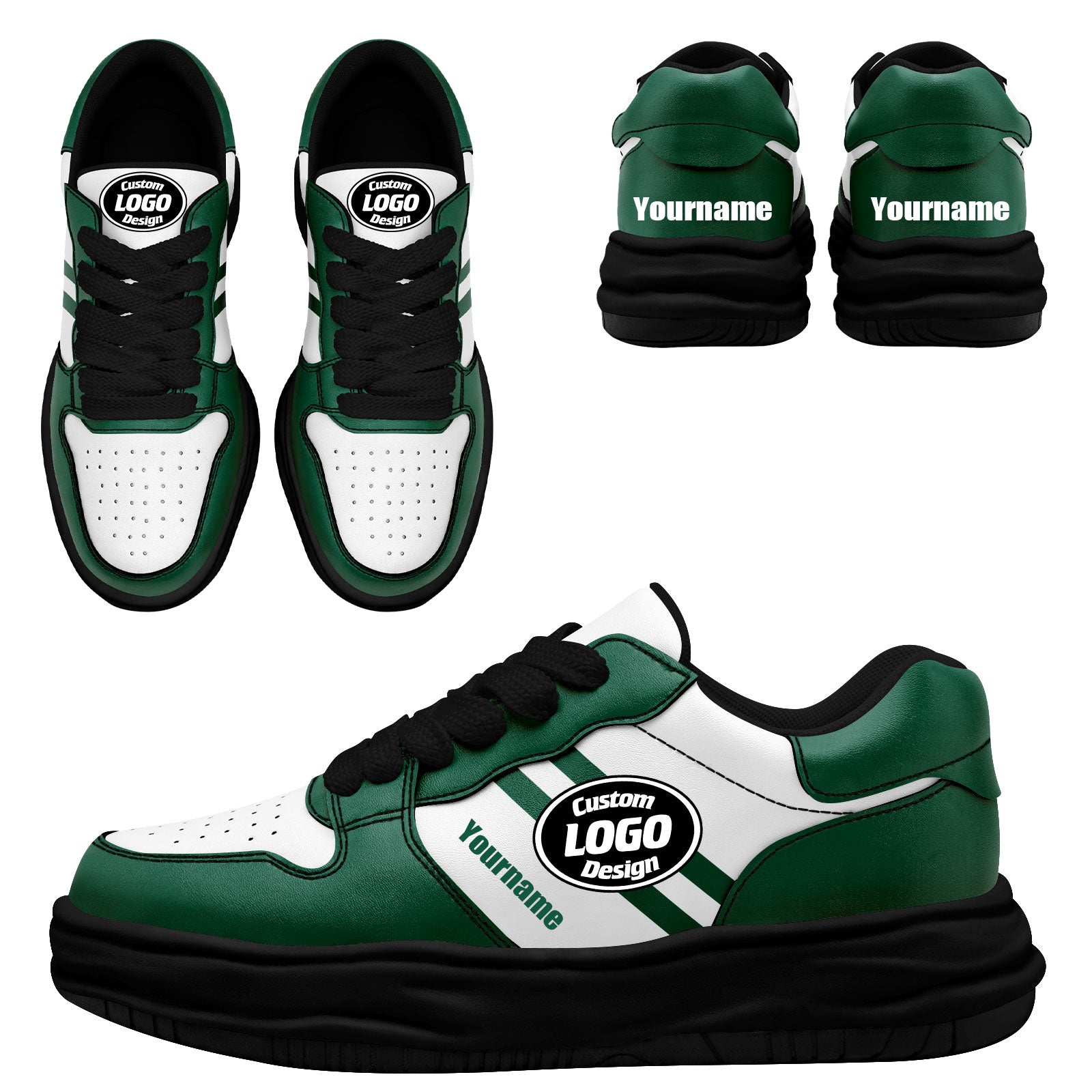 Custom Green White New York Shoes Personalized Sneaker FN032-D020389-28