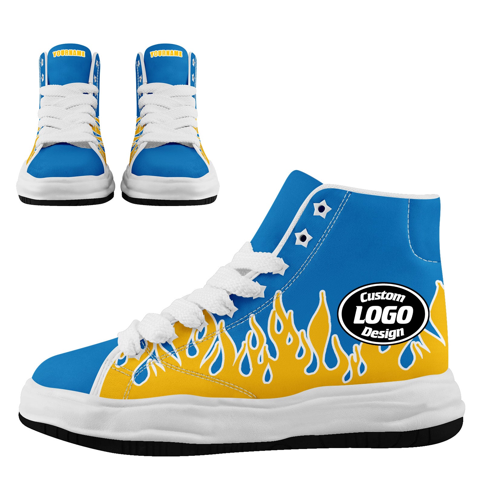 Custom Blue Yellow Los Angeles Football Jersey and Firesoul Sports Shoes Combo Offer Personalized Combo ZH-D020273-22