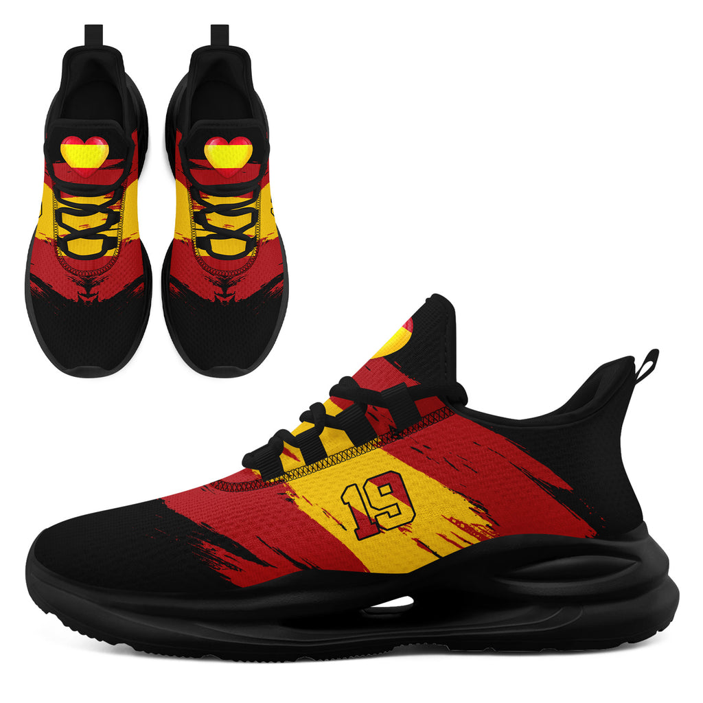 Custom 2026 World Cup Spain Sneakers DIY Country Flag Running Shoes Lightweight Sport Shoes Gift for Football Fans Personalized Team Name and Logo FN079-F023087-1