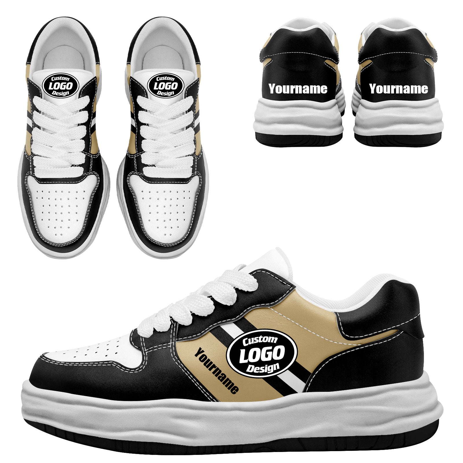 Custom Black Gold New Orleans Shoes Personalized Sneaker FN032-D020389-19