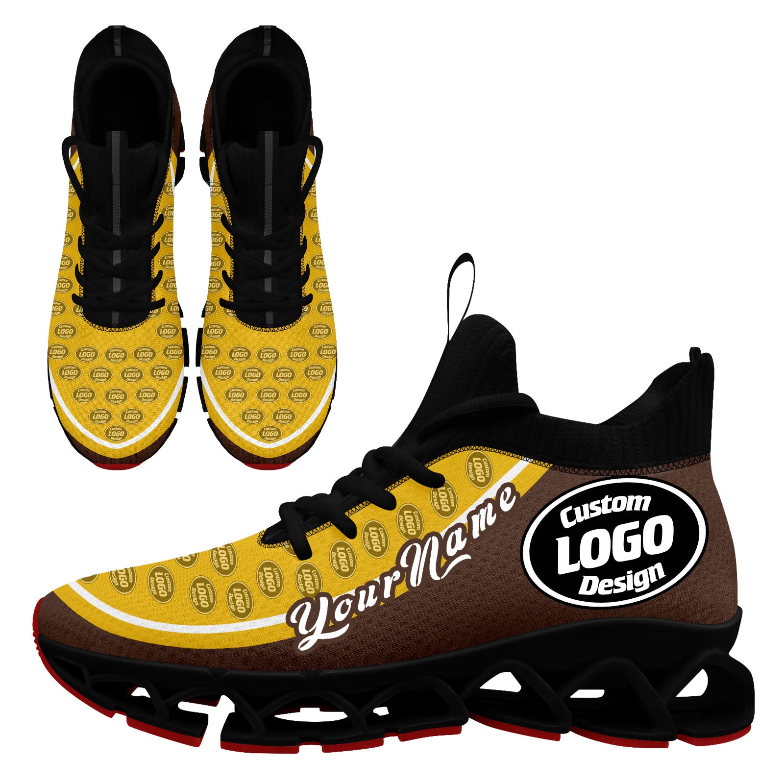 Custom Brown Yellow Maxsoul Shoes Personalized Sneaker FN030XD-D020388-14
