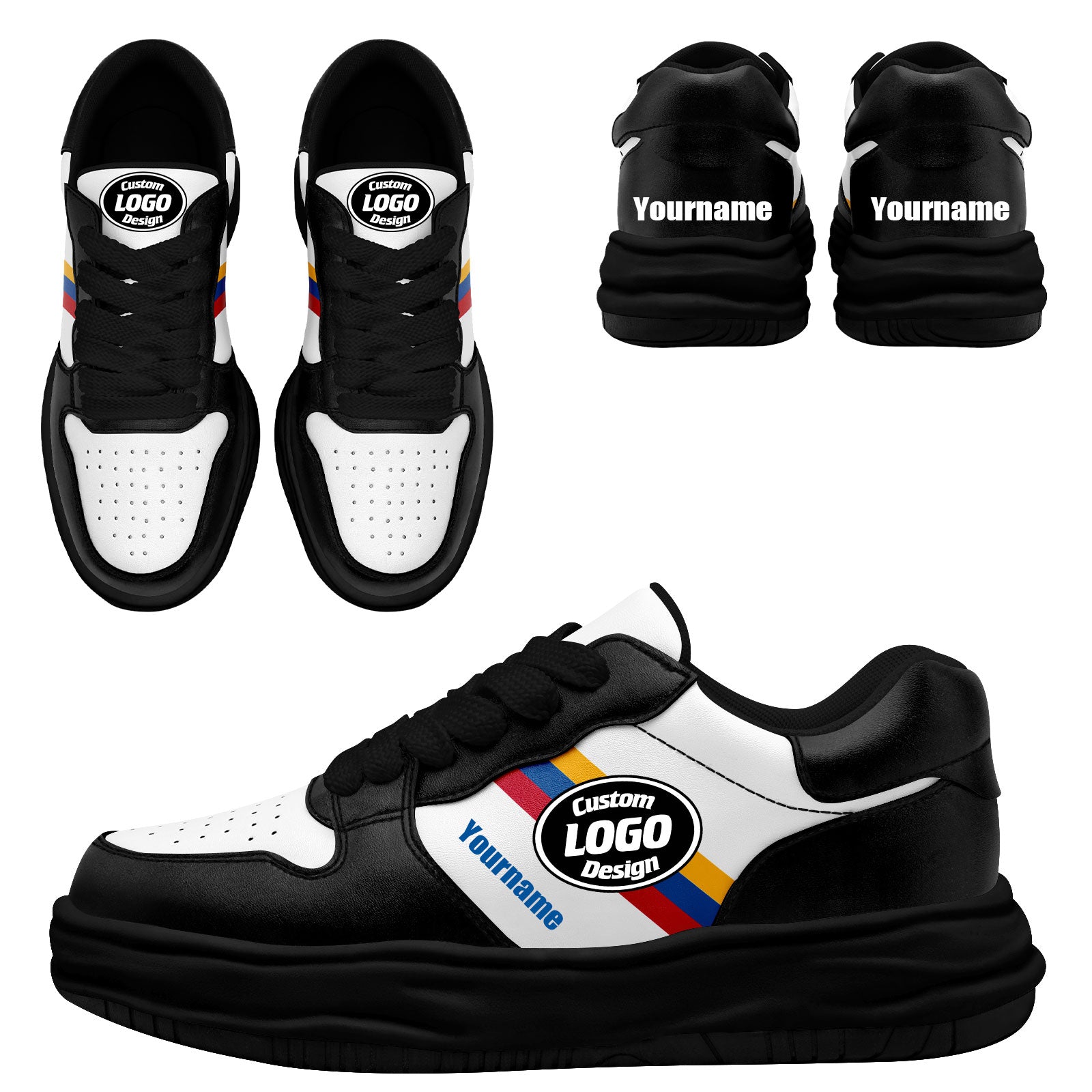 Custom Black White Pittsburgh Shoes Personalized Sneaker FN032-D020389-30