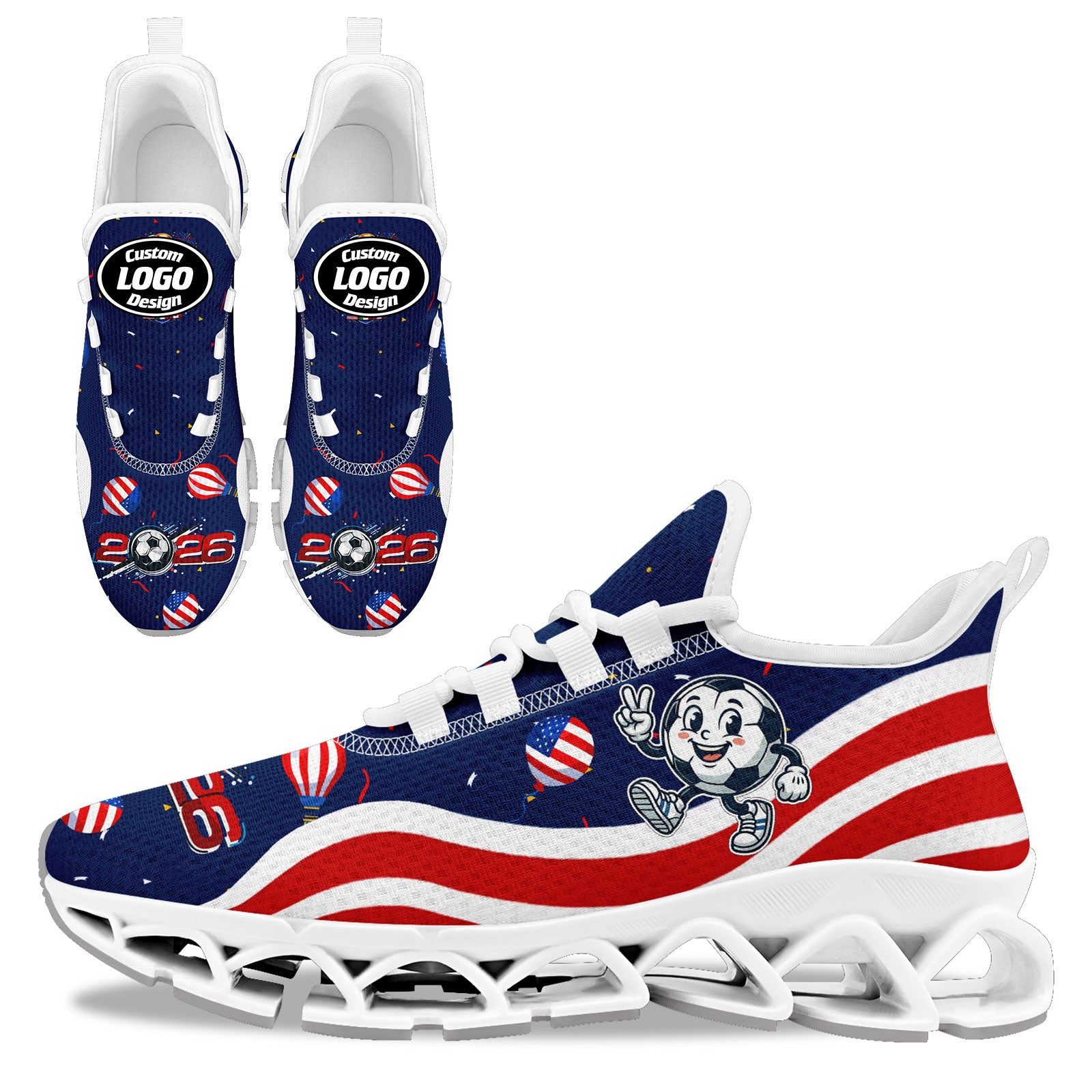 Custom United States 2026 World Cup Sneakers DIY Country Flag Running Shoes Lightweight Sport Shoes Gift for Football Fans Personalized Team Name and Logo FN003XD-F028038-3