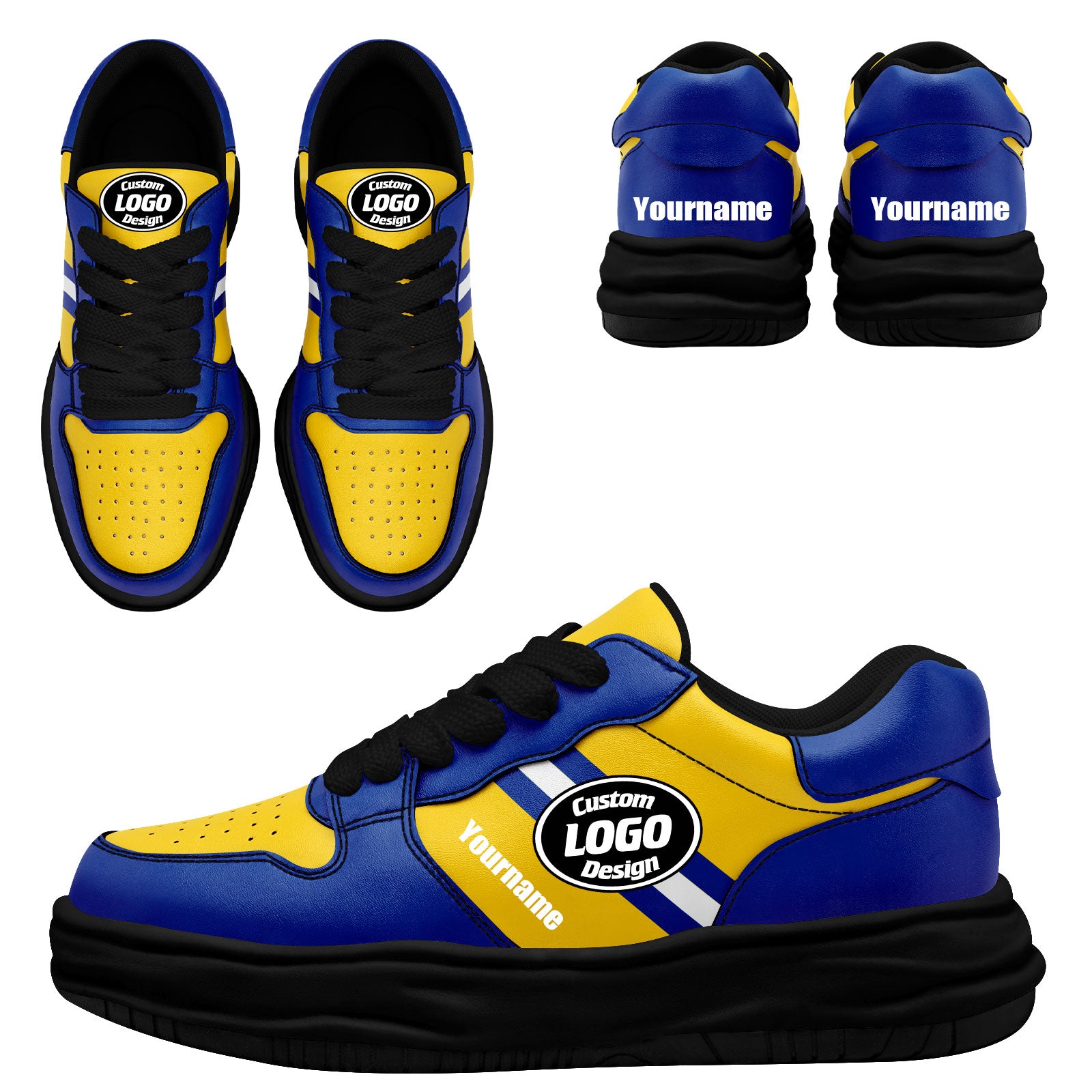 Custom Blue Yellow Los Angeles Shoes Personalized Sneaker FN032-D020389-15