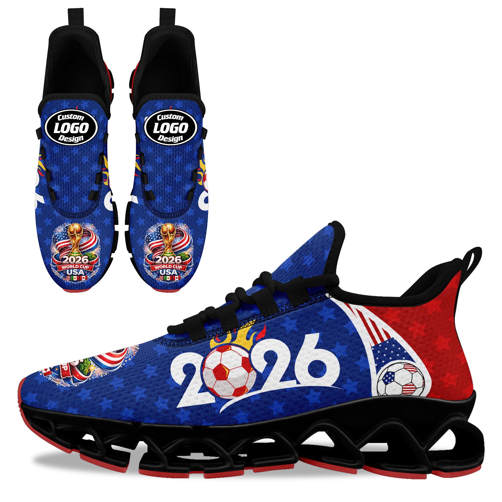 Custom United States 2026 World Cup Sneakers DIY Country Flag Running Shoes Lightweight Sport Shoes Gift for Football Fans Personalized Team Name and Logo FN003XD-F028038-5