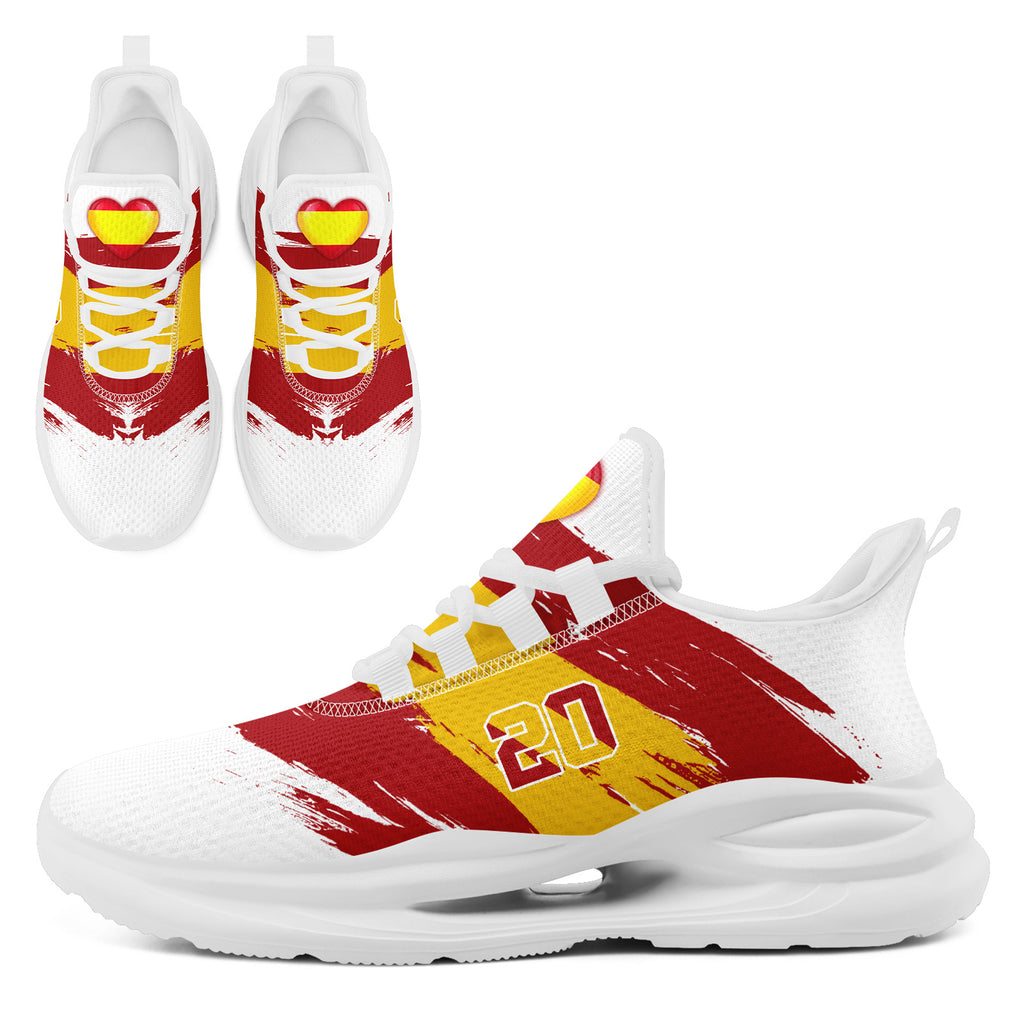 Custom 2026 World Cup Spain Sneakers DIY Country Flag Running Shoes Lightweight Sport Shoes Gift for Football Fans Personalized Team Name and Logo FN079-F023087-2