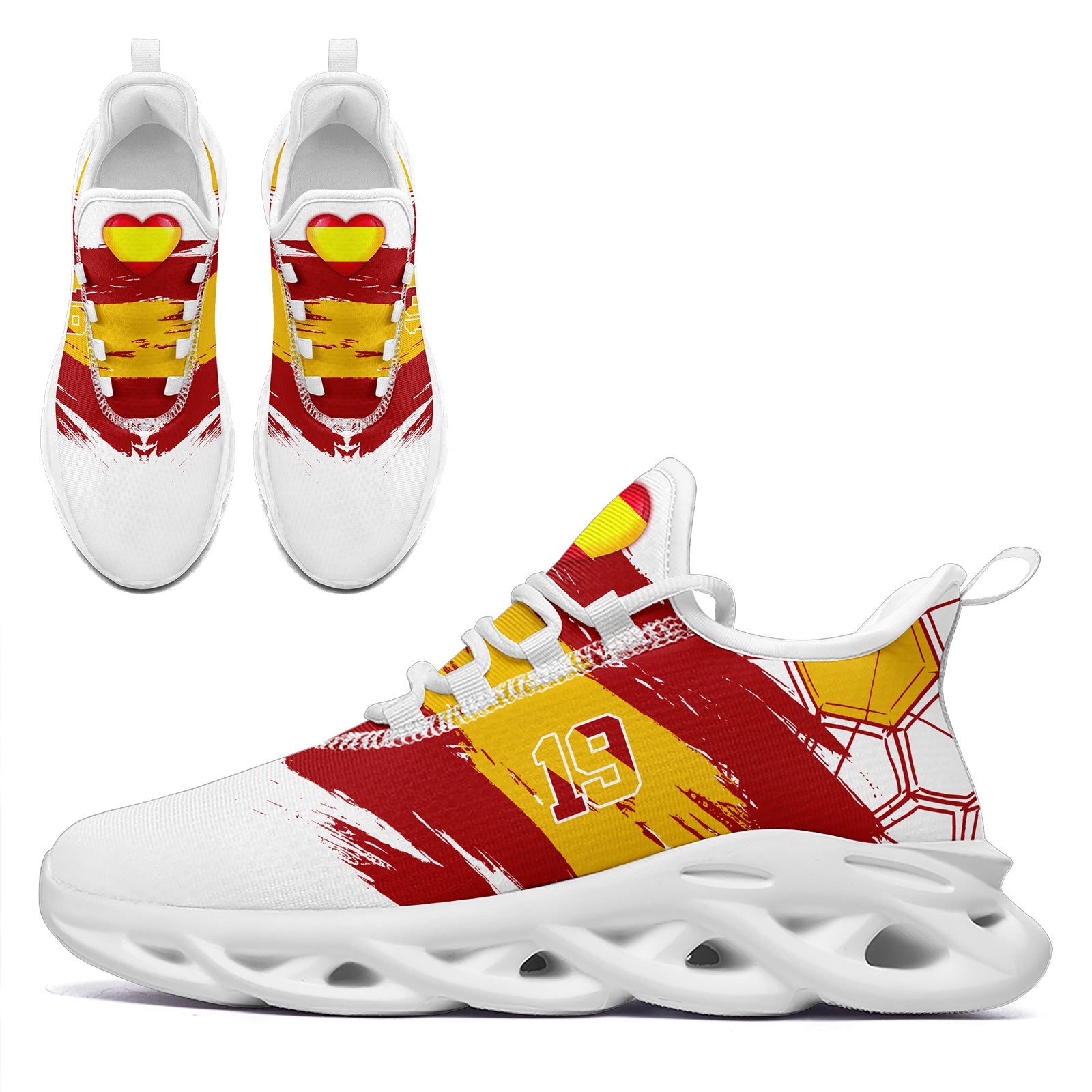Custom 2026 World Cup Spain Sneakers DIY Country Flag Running Shoes Lightweight Sport Shoes Gift for Football Fans Personalized Team Name and Logo FN003-F023082-1