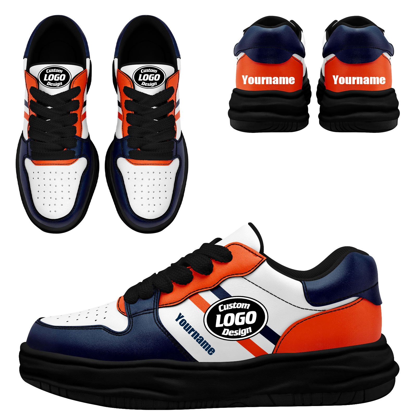 Custom Blue Orange Denver Shoes Personalized Sneaker FN032-D020389-10