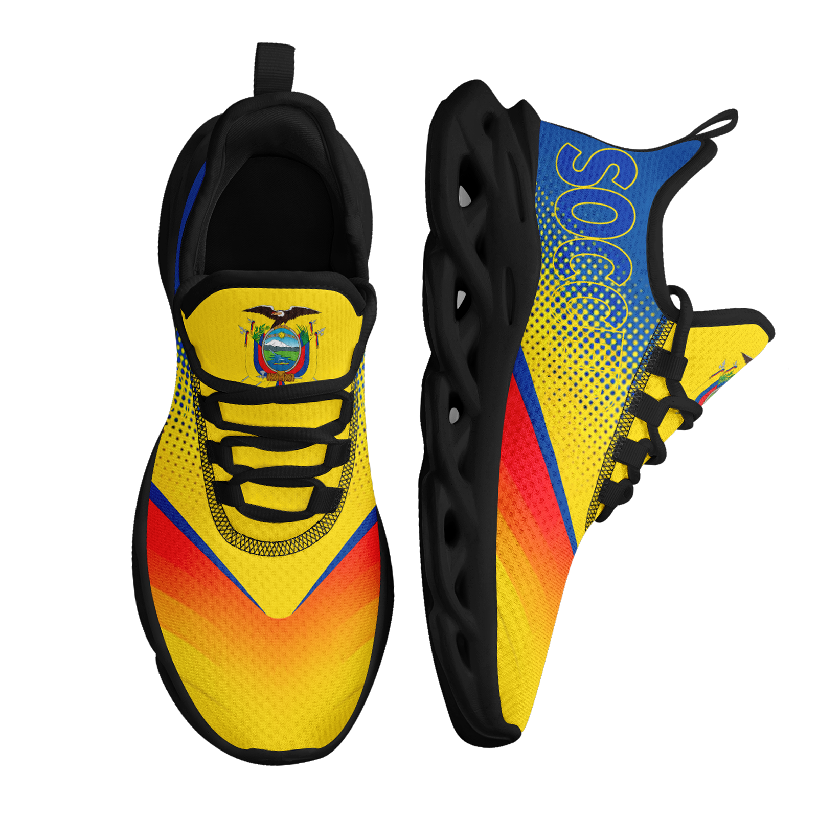 Custom Ecuador 2026 World Cup Sneakers DIY Country Flag Running Shoes Lightweight Sport Shoes Gift for Football Fans Personalized Team Name and Logo FN003-F009077-3