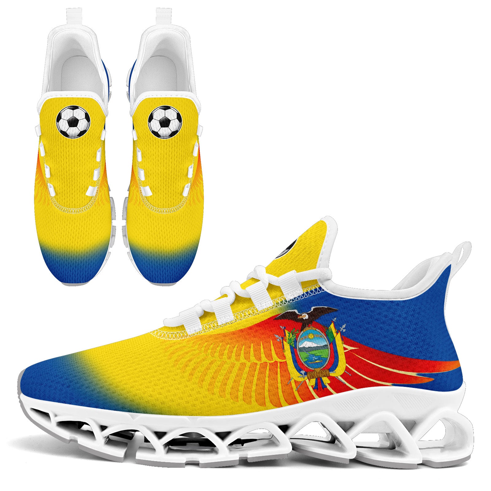 Custom Ecuador 2026 World Cup Sneakers DIY Country Flag Running Shoes Lightweight Sport Shoes Gift for Football Fans Personalized Team Name and Logo FN003XD-F009092-2
