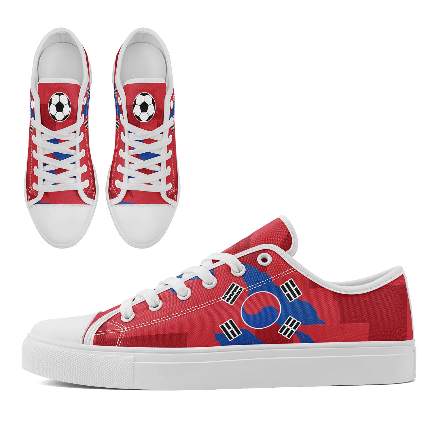 Custom South Korea 2026 World Cup Sneakers DIY Country Flag Running Shoes Lightweight Sport Shoes Gift for Football Fans Personalized Team Name and Logo FN027-F009081-1