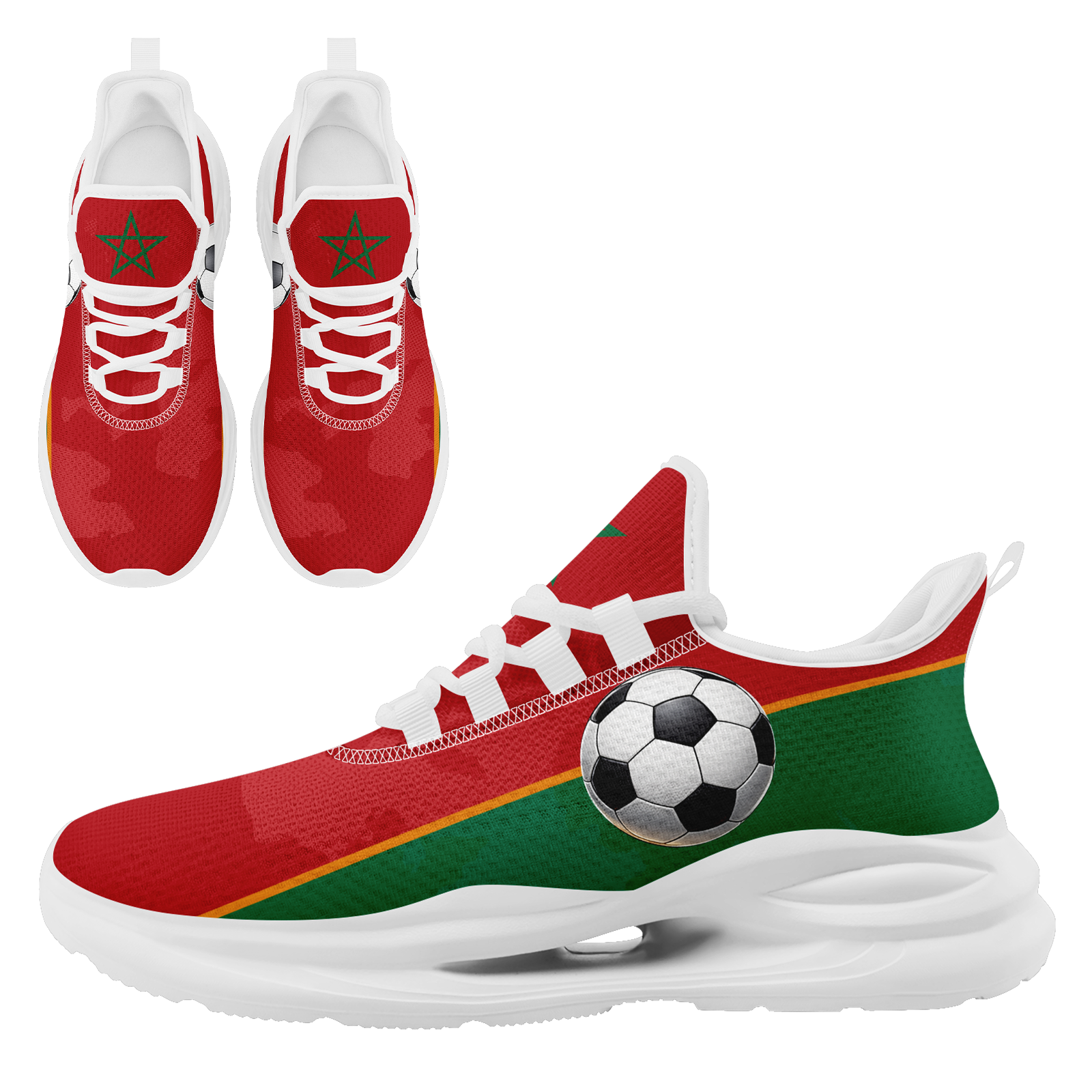 Custom Morocco 2026 World Cup Sneakers DIY Country Flag Running Shoes Lightweight Sport Shoes Gift for Football Fans Personalized Team Name and Logo FN079-F009083-3