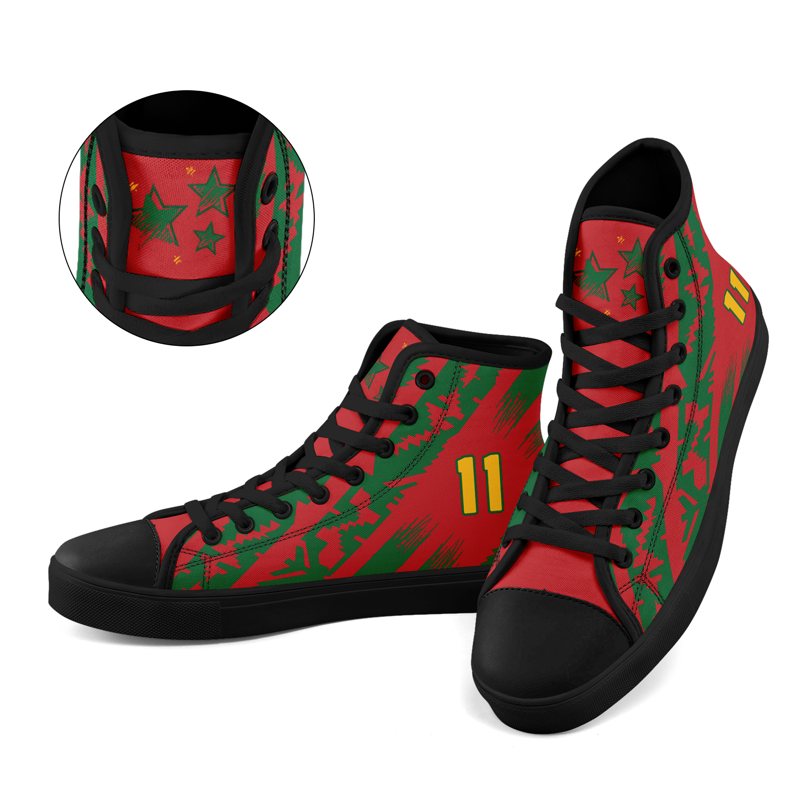 Custom Morocco 2026 World Cup Sneakers DIY Country Flag Running Shoes Lightweight Sport Shoes Gift for Football Fans Personalized Team Name and Logo FN024-F009121-4