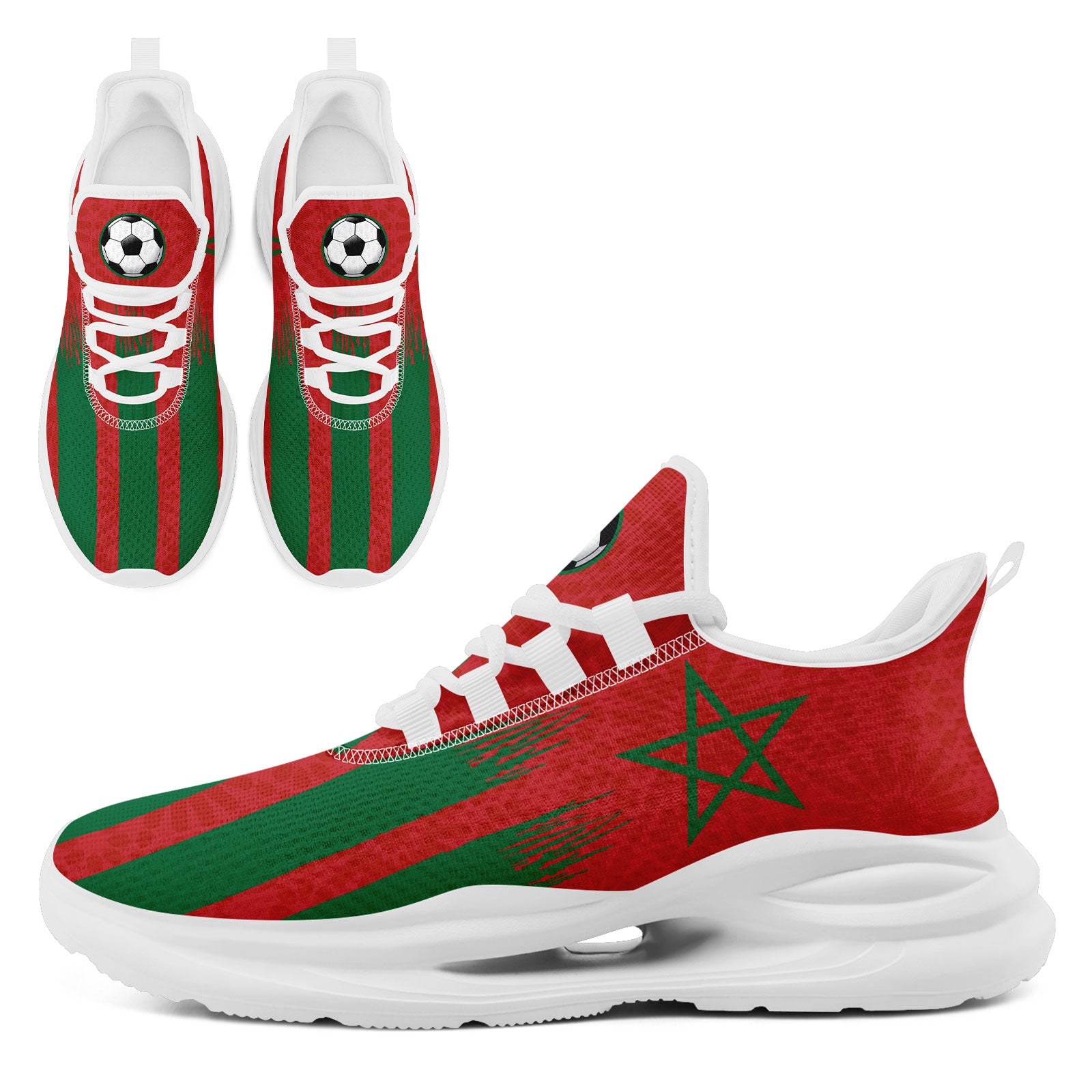Custom Morocco 2026 World Cup Sneakers DIY Country Flag Running Shoes Lightweight Sport Shoes Gift for Football Fans Personalized Team Name and Logo FN079-F009083-2