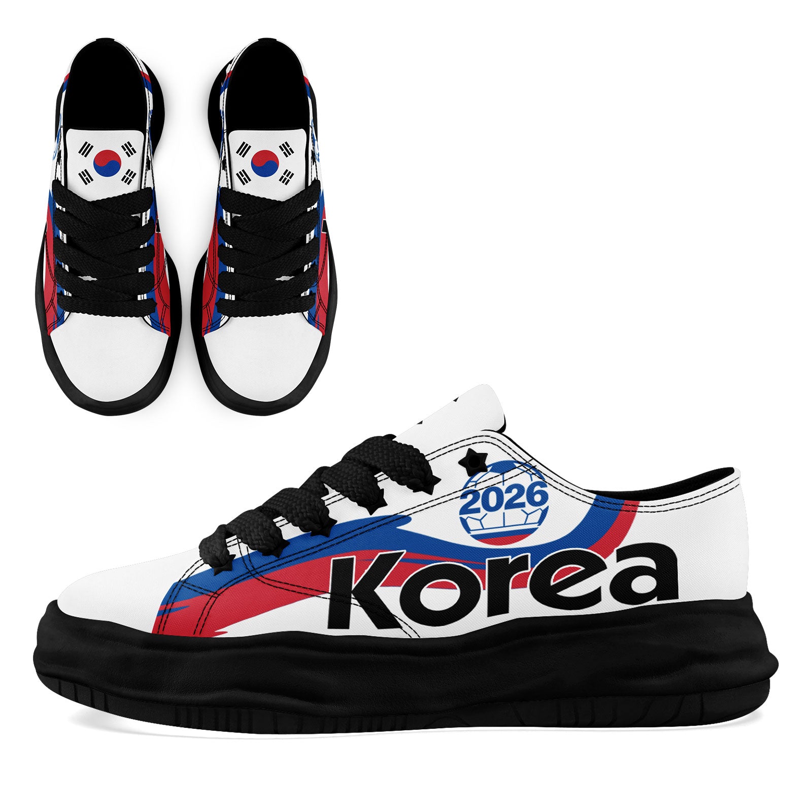 Custom South Korea 2026 World Cup Sneakers DIY Country Flag Running Shoes Lightweight Sport Shoes Gift for Football Fans Personalized Team Name and Logo FN038-F009095-3