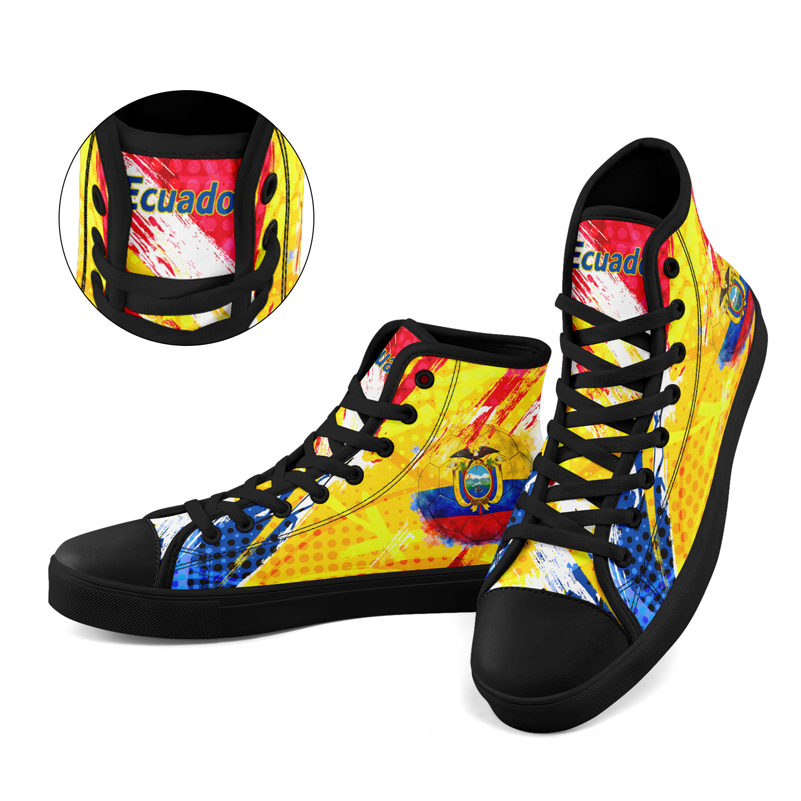 Custom Ecuador 2026 World Cup Sneakers DIY Country Flag Running Shoes Lightweight Sport Shoes Gift for Football Fans Personalized Team Name and Logo FN024-F009099-4