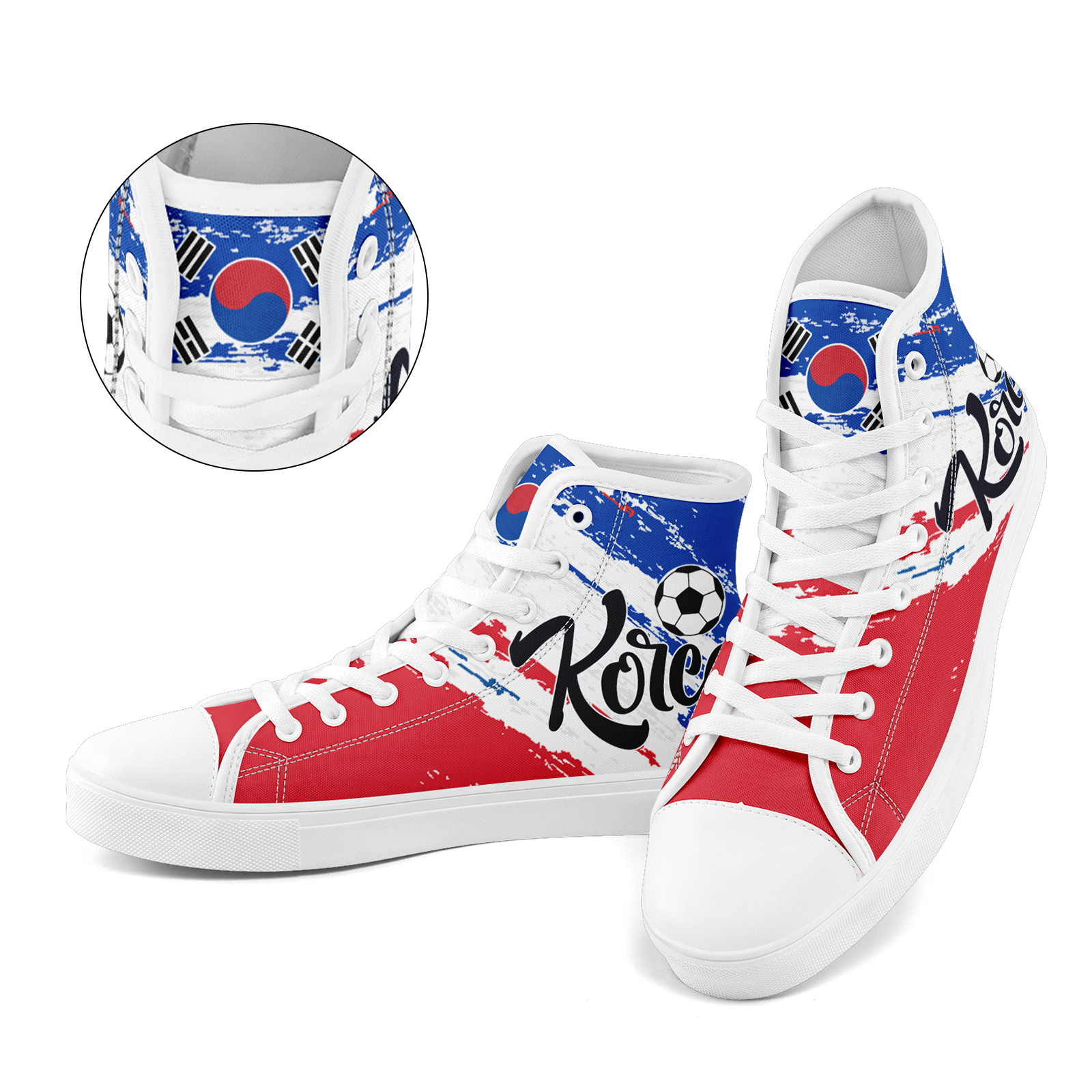 Custom South Korea 2026 World Cup Sneakers DIY Country Flag Running Shoes Lightweight Sport Shoes Gift for Football Fans Personalized Team Name and Logo FN024-F009070-2