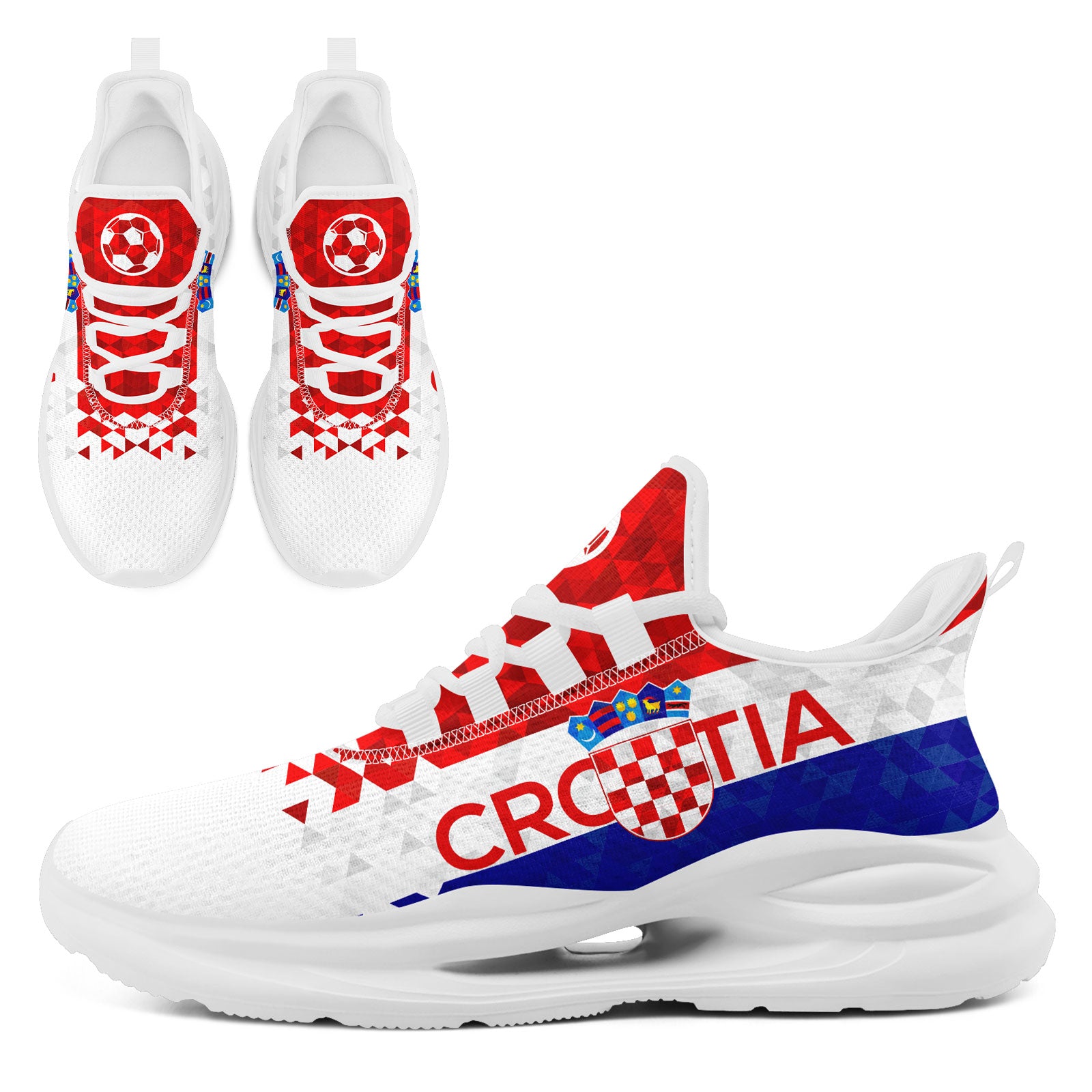 Custom Croatia 2026 World Cup Sneakers DIY Country Flag Running Shoes Lightweight Sport Shoes Gift for Football Fans Personalized Team Name and Logo FN079-F009105-5