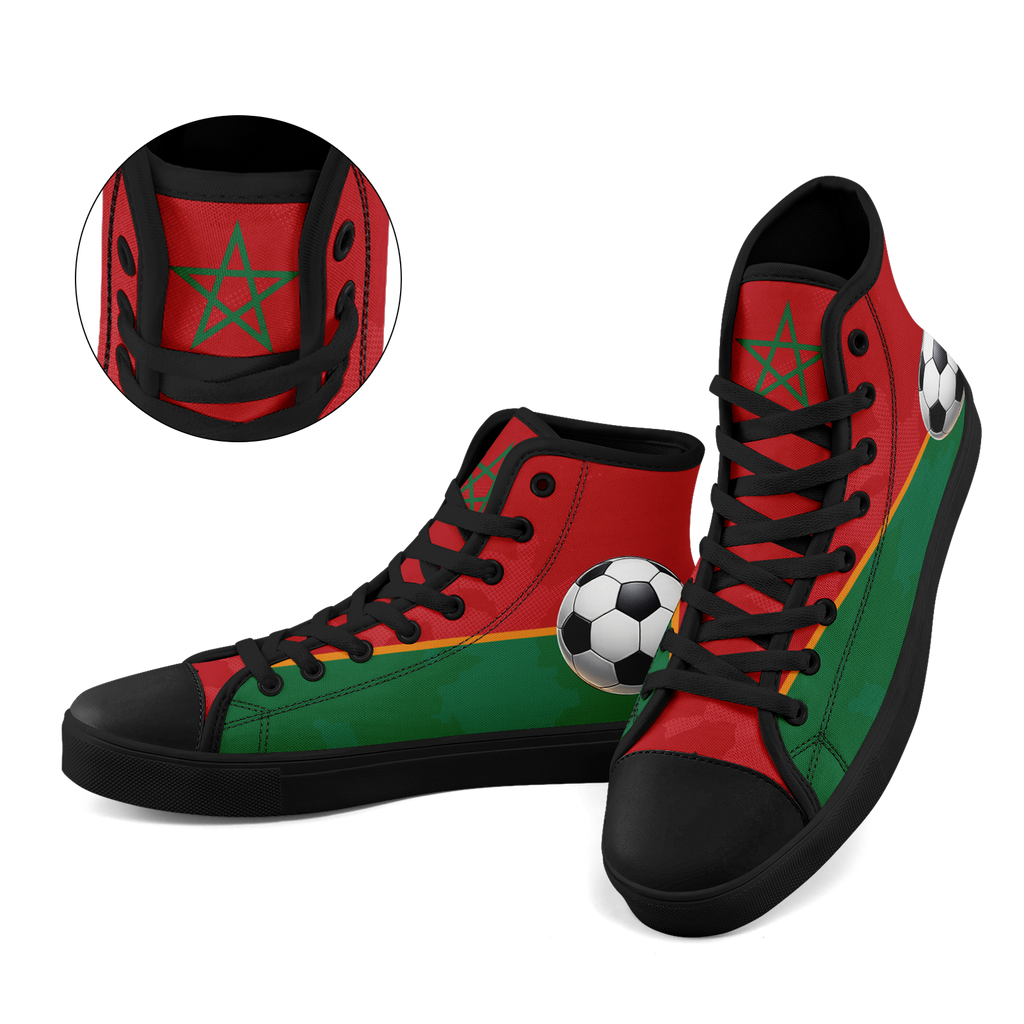 Custom Morocco 2026 World Cup Sneakers DIY Country Flag Running Shoes Lightweight Sport Shoes Gift for Football Fans Personalized Team Name and Logo FN024-F009090-3