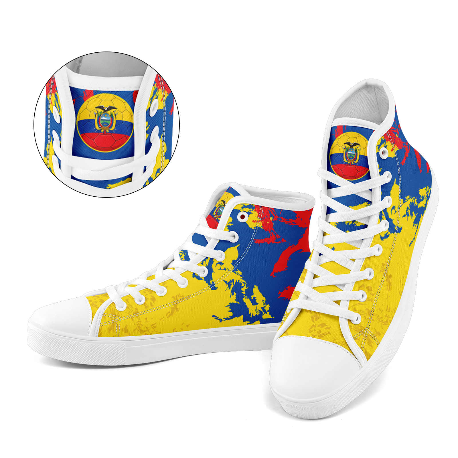 Custom Ecuador 2026 World Cup Sneakers DIY Country Flag Running Shoes Lightweight Sport Shoes Gift for Football Fans Personalized Team Name and Logo FN024-F009099-1