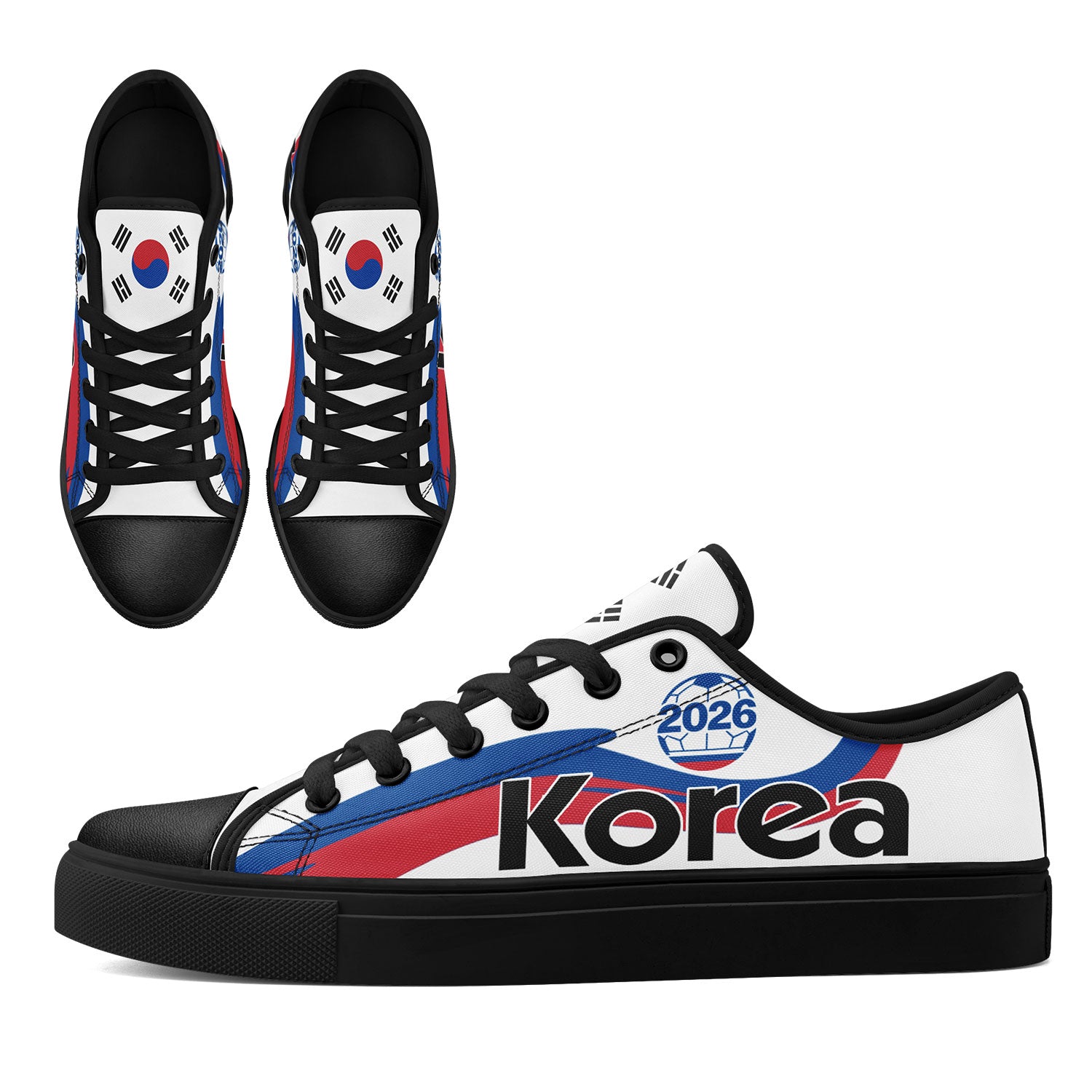 Custom South Korea 2026 World Cup Sneakers DIY Country Flag Running Shoes Lightweight Sport Shoes Gift for Football Fans Personalized Team Name and Logo FN027-F009081-3