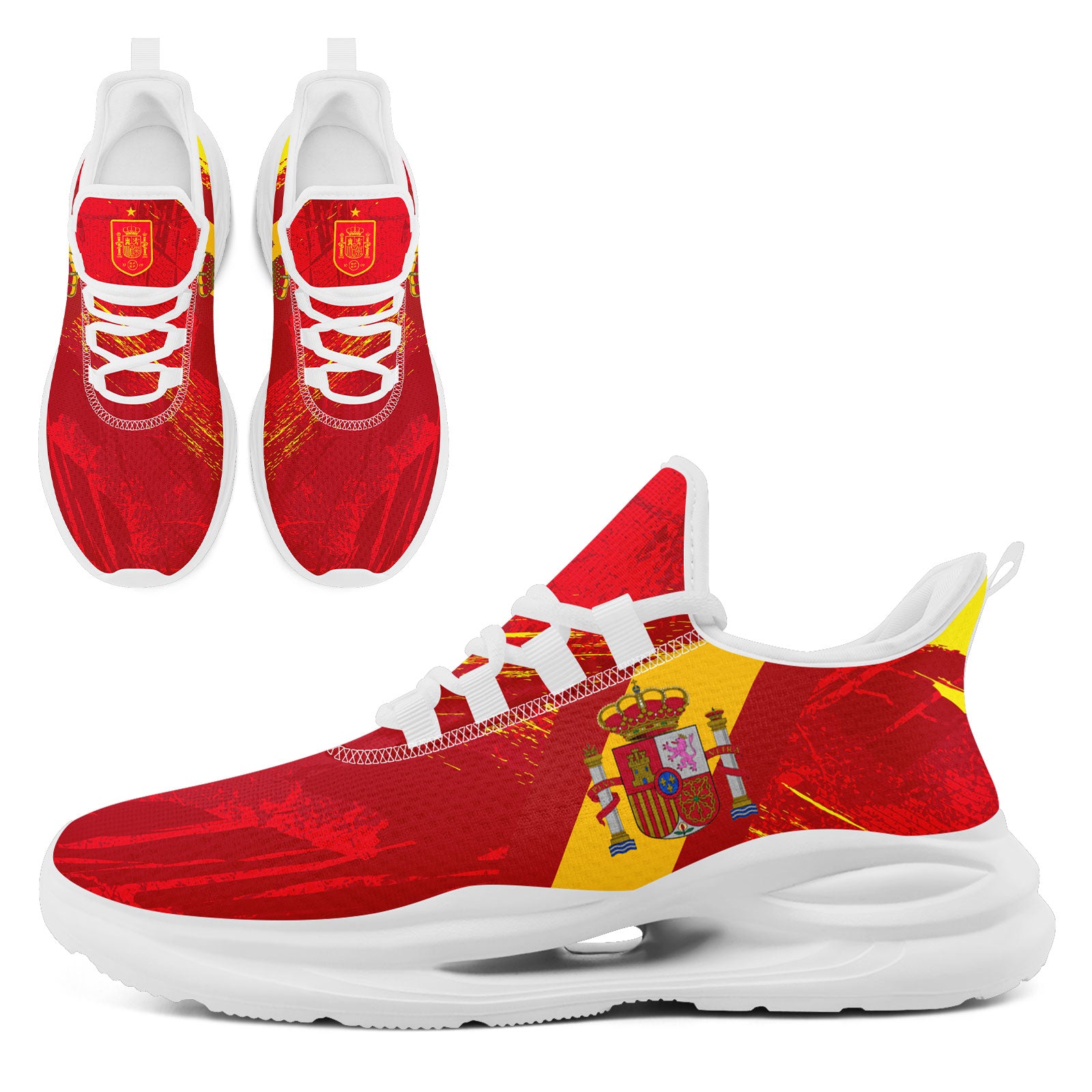 Custom Spain 2026 World Cup Sneakers DIY Country Flag Running Shoes Lightweight Sport Shoes Gift for Football Fans Personalized Team Name and Logo FN079-F020028-1