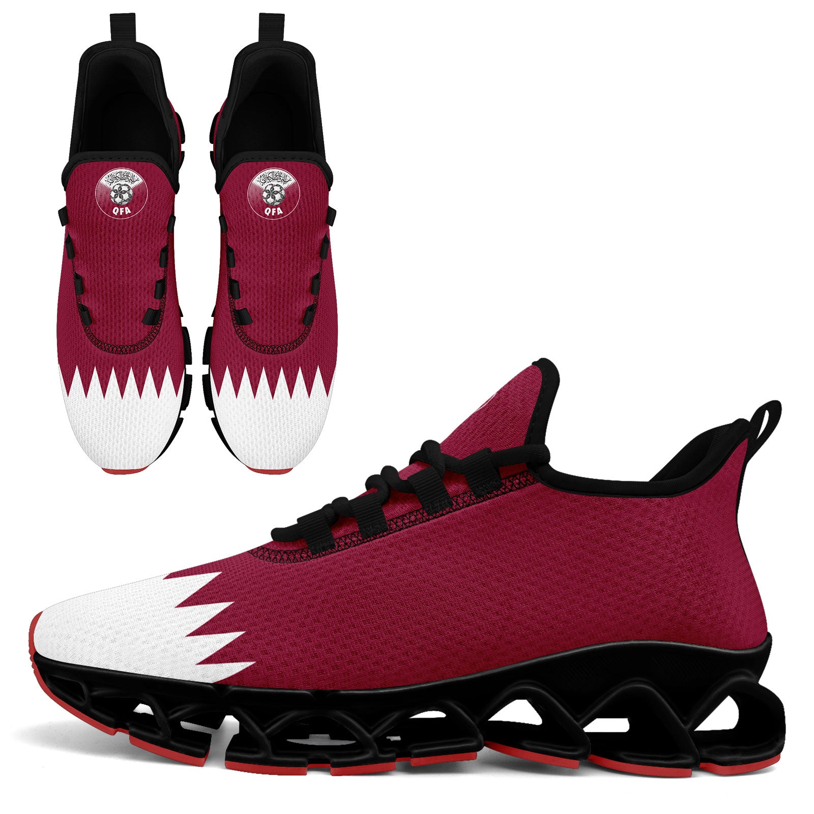 Custom Qatar 2026 World Cup Sneakers DIY Country Flag Running Shoes Lightweight Sport Shoes Gift for Football Fans Personalized Team Name and Logo FN003XD-F020030-1