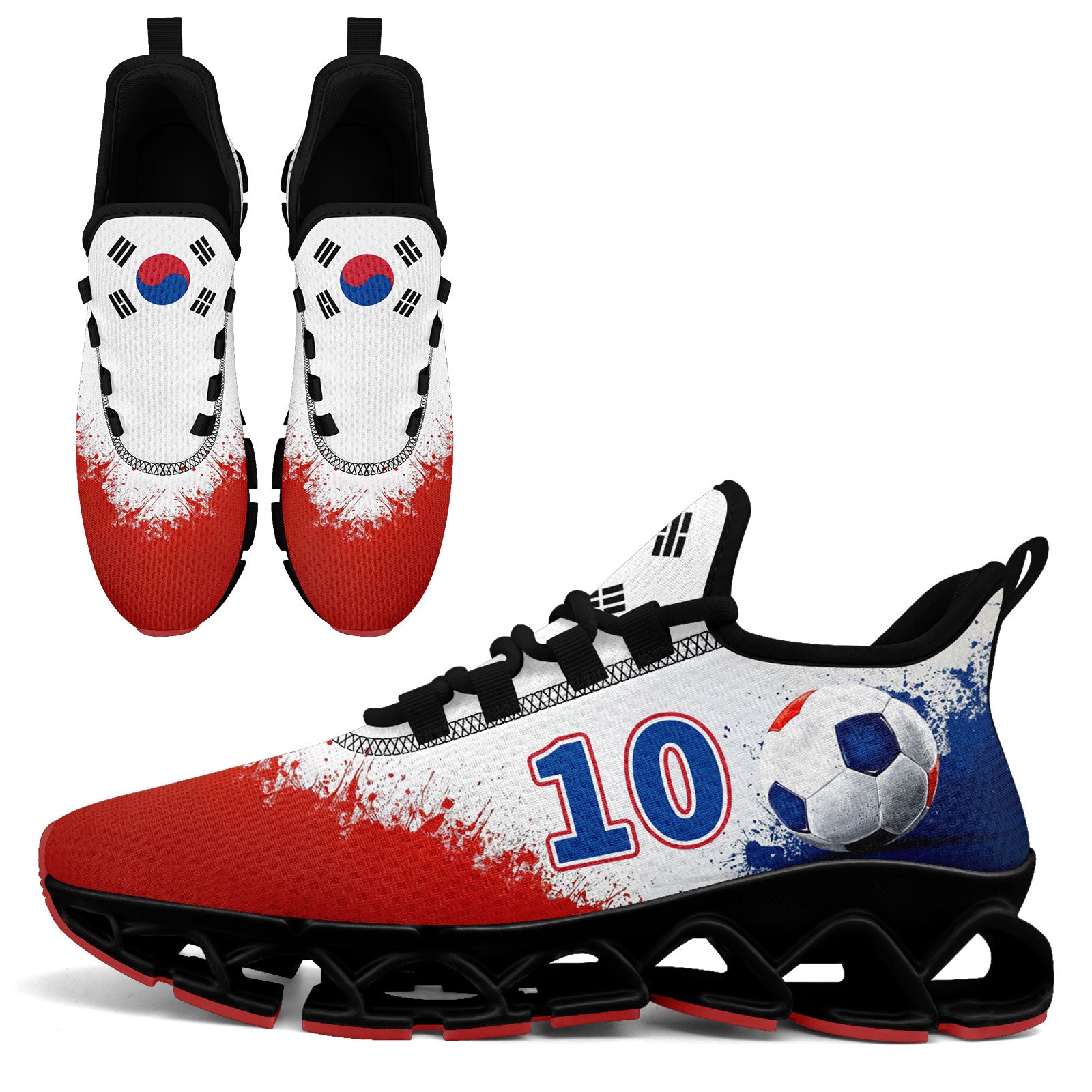Custom South Korea 2026 World Cup Sneakers DIY Country Flag Running Shoes Lightweight Sport Shoes Gift for Football Fans Personalized Team Name and Logo FN003XD-F009063-5