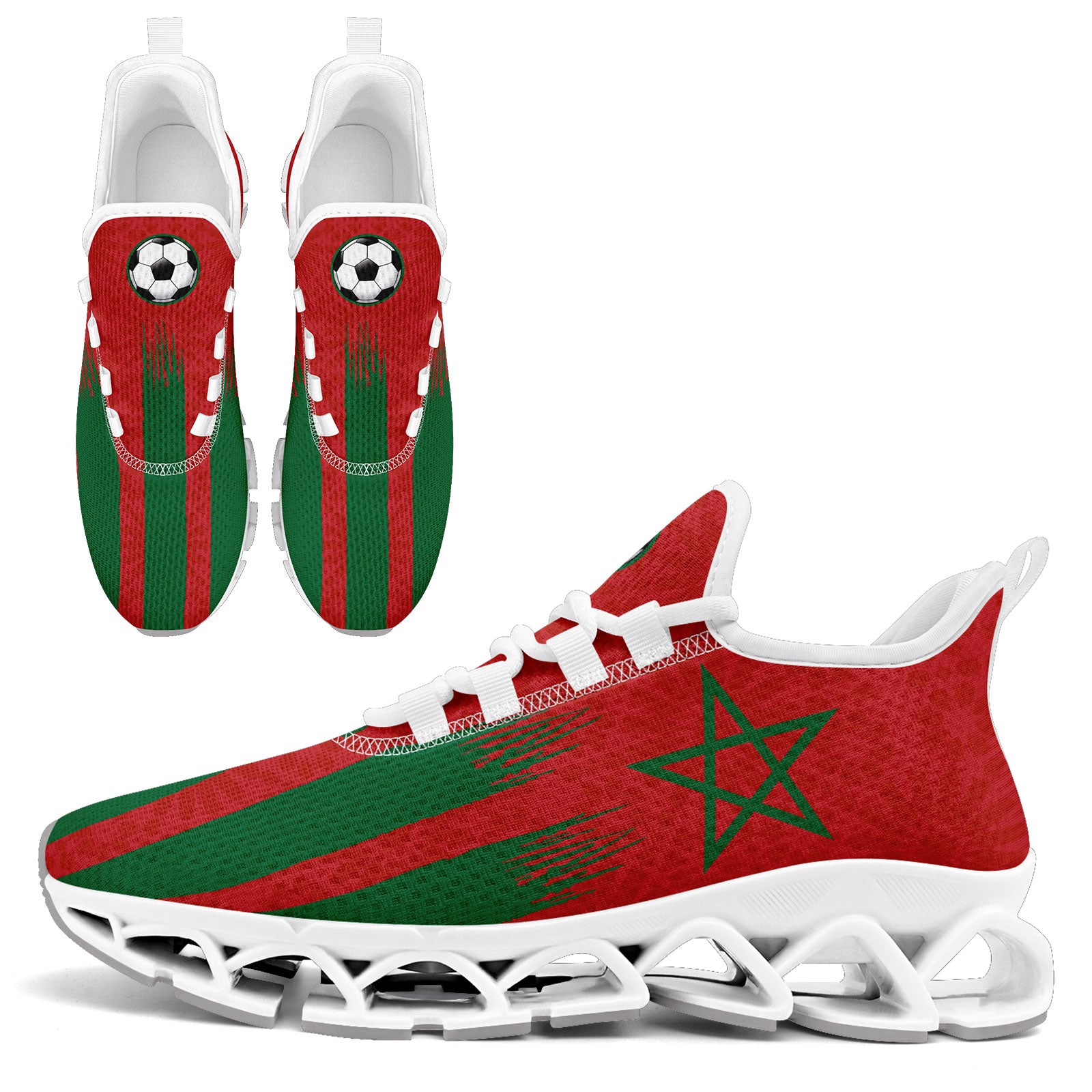 Custom Morocco 2026 World Cup Sneakers DIY Country Flag Running Shoes Lightweight Sport Shoes Gift for Football Fans Personalized Team Name and Logo FN003XD-F009086-2