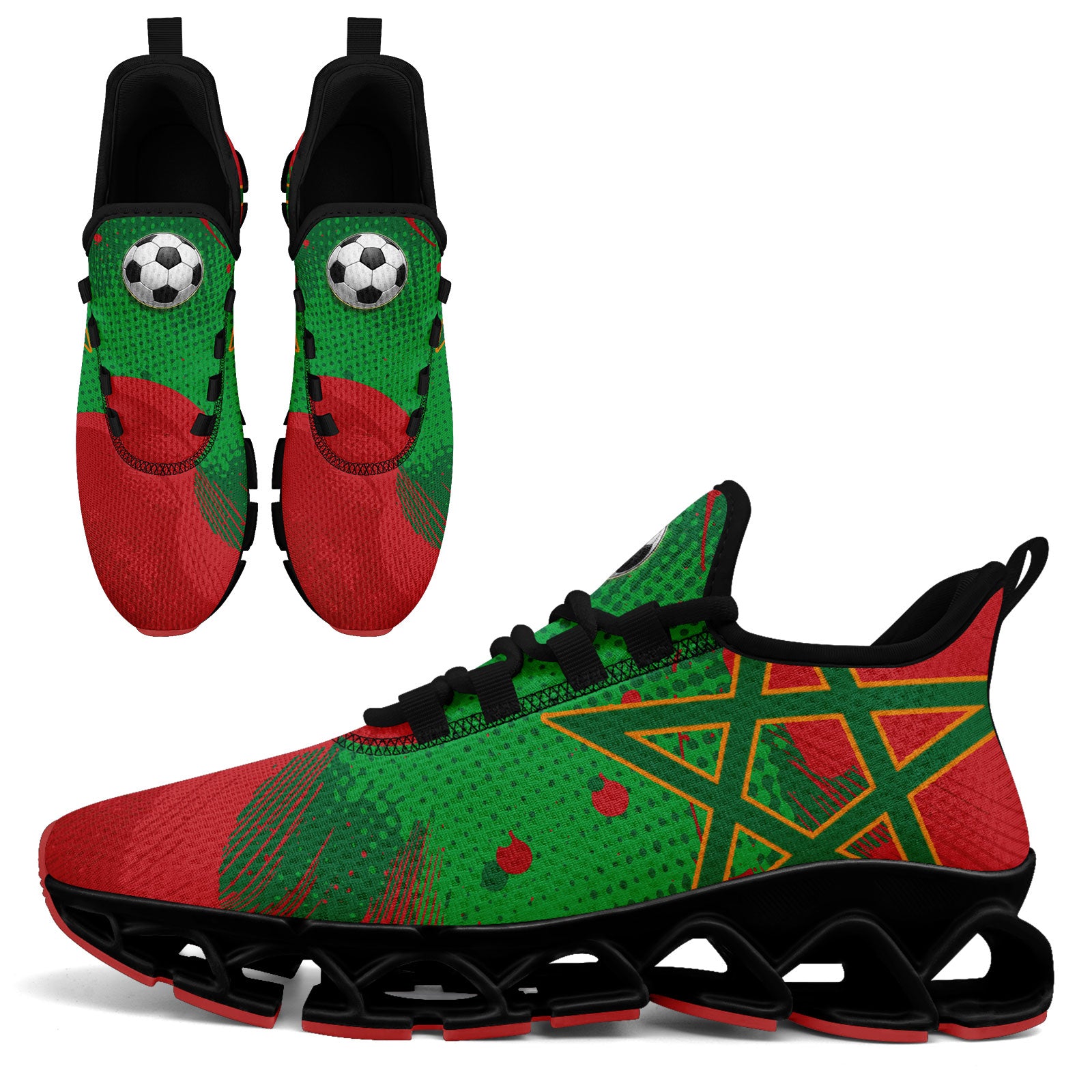 Custom Morocco 2026 World Cup Sneakers DIY Country Flag Running Shoes Lightweight Sport Shoes Gift for Football Fans Personalized Team Name and Logo FN003XD-F009086-4