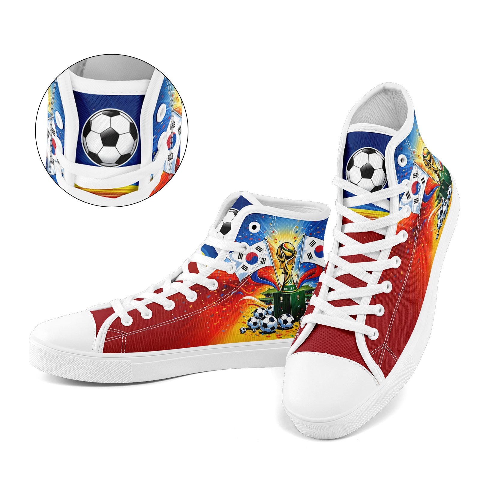 Custom South Korea 2026 World Cup Sneakers DIY Country Flag Running Shoes Lightweight Sport Shoes Gift for Football Fans Personalized Team Name and Logo FN024-F009070-4
