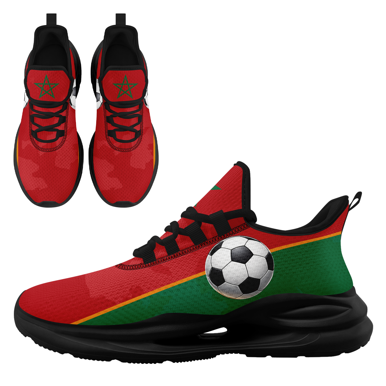 Custom Morocco 2026 World Cup Sneakers DIY Country Flag Running Shoes Lightweight Sport Shoes Gift for Football Fans Personalized Team Name and Logo FN079-F009083-3