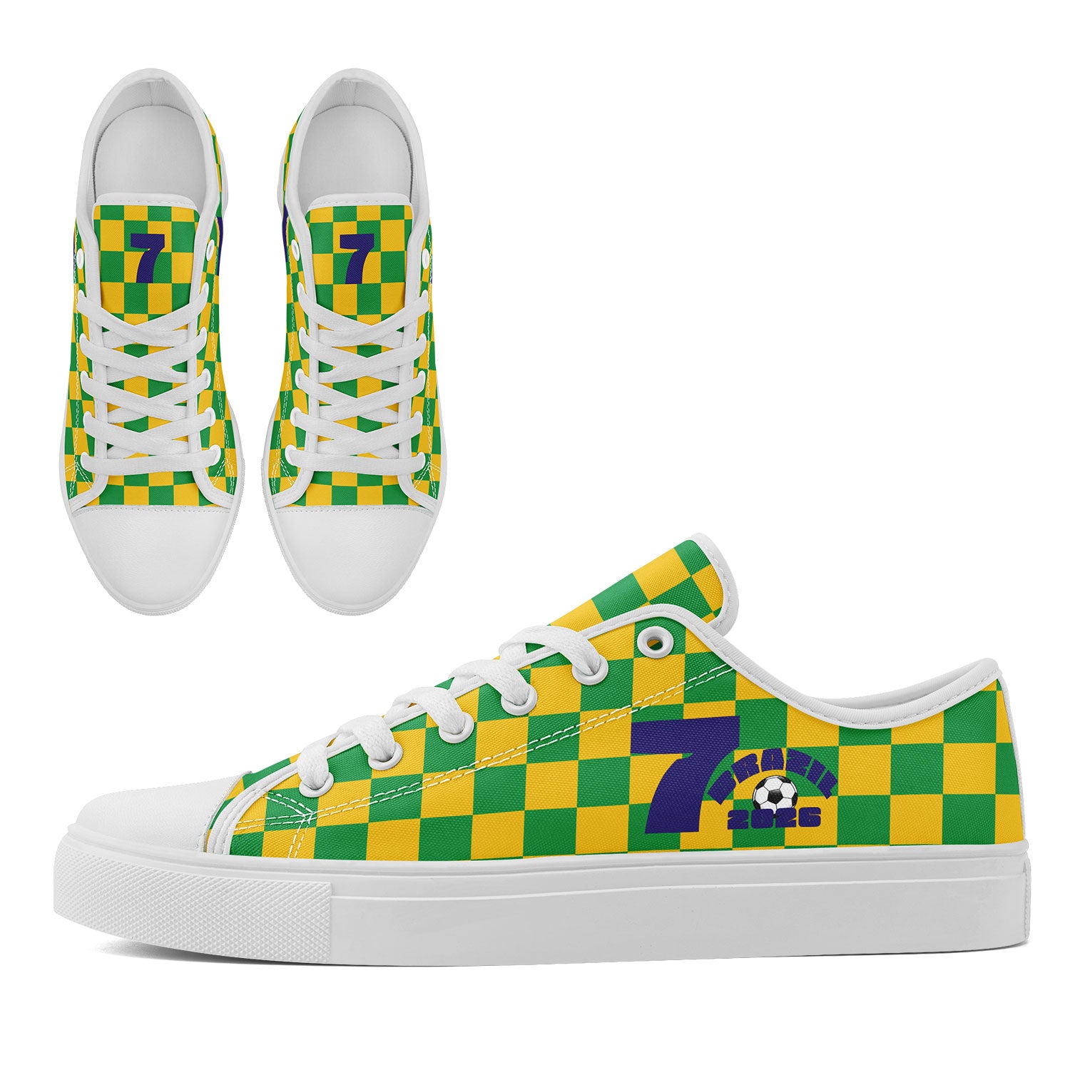 Custom 2026 World Cup Brazil Sneakers DIY Country Flag Running Shoes Lightweight Sport Shoes Gift for Football Fans Personalized Team Name and Logo FN027-F027054-4