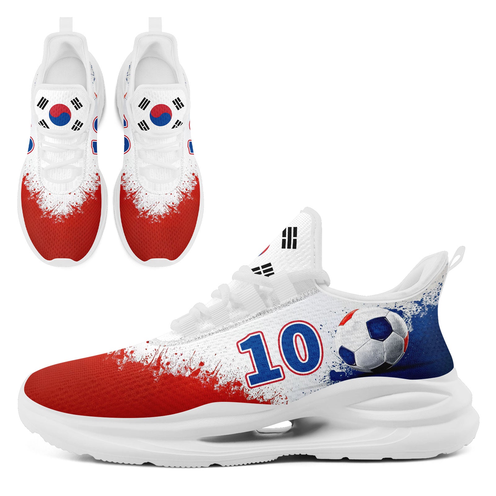 Custom South Korea 2026 World Cup Sneakers DIY Country Flag Running Shoes Lightweight Sport Shoes Gift for Football Fans Personalized Team Name and Logo FN079-F009056-3