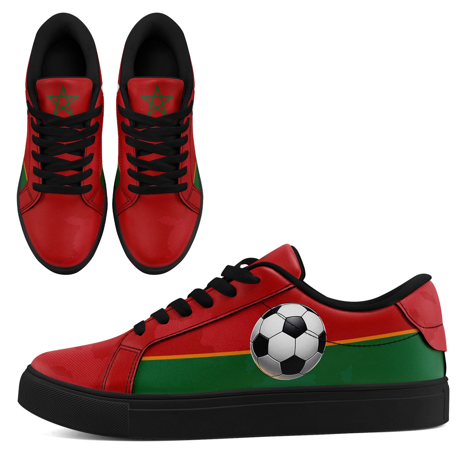 Custom Morocco 2026 World Cup Sneakers DIY Country Flag Running Shoes Lightweight Sport Shoes Gift for Football Fans Personalized Team Name and Logo FN023-F009097-3