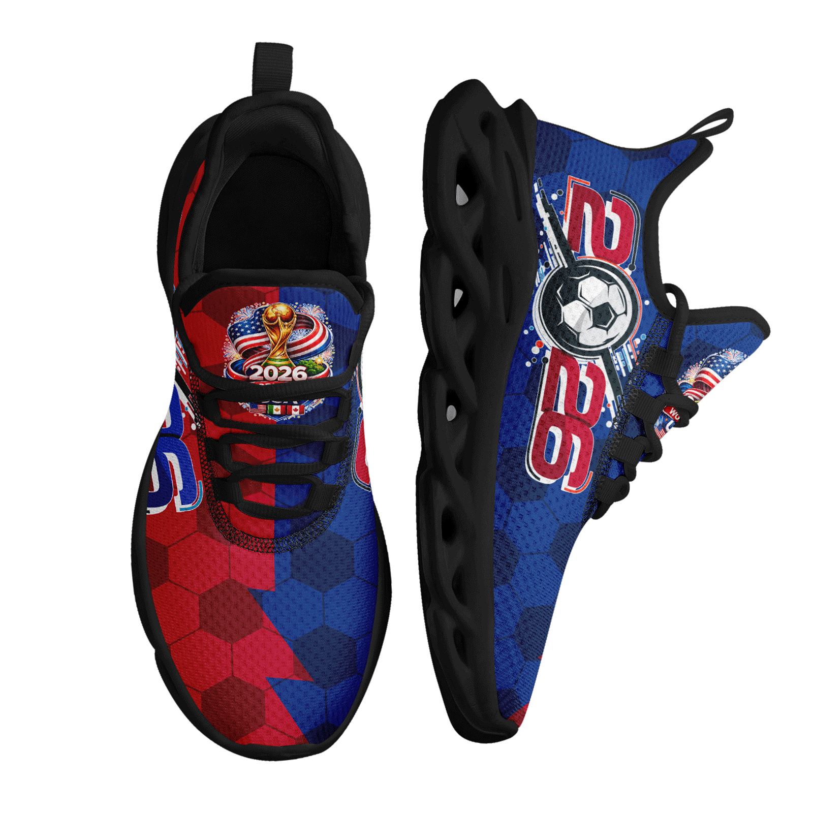 Custom United States 2026 World Cup Sneakers DIY Country Flag Running Shoes Lightweight Sport Shoes Gift for Football Fans Personalized Team Name and Logo FN003-F028035-4